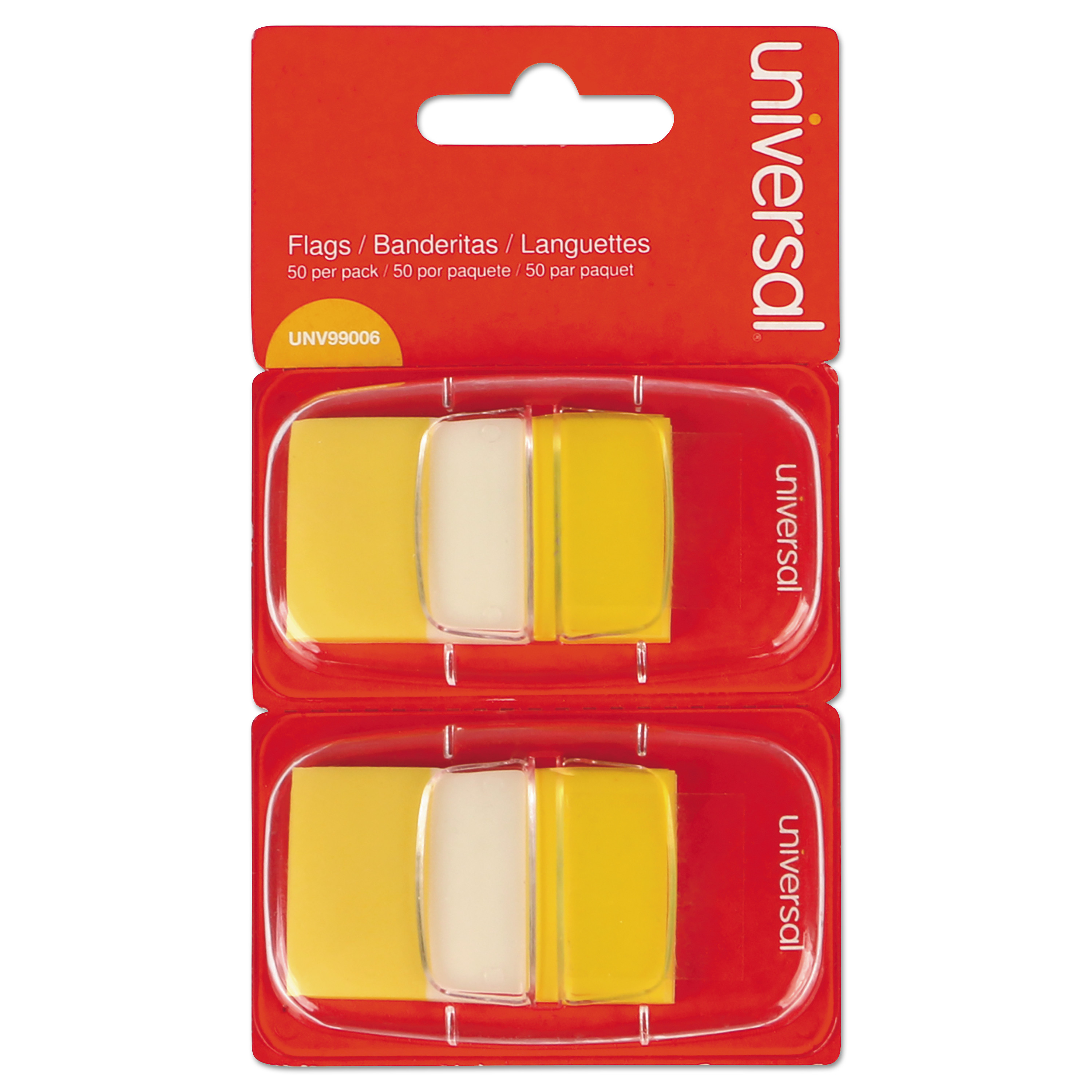  Universal UNV99006 Page Flags, Yellow, 50 Flags/Dispenser, 2 Dispensers/Pack (UNV99006) 