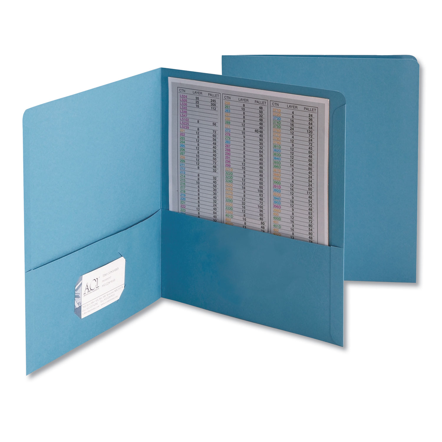  Smead 87852 Two-Pocket Folder, Embossed Leather Grain Paper, Blue, 25/Box (SMD87852) 