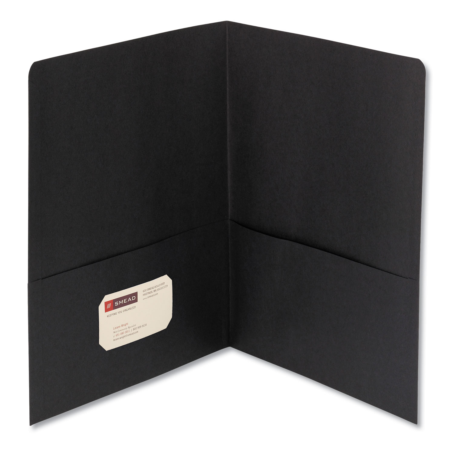  Smead 87853 Two-Pocket Folder, Textured Paper, Black, 25/Box (SMD87853) 