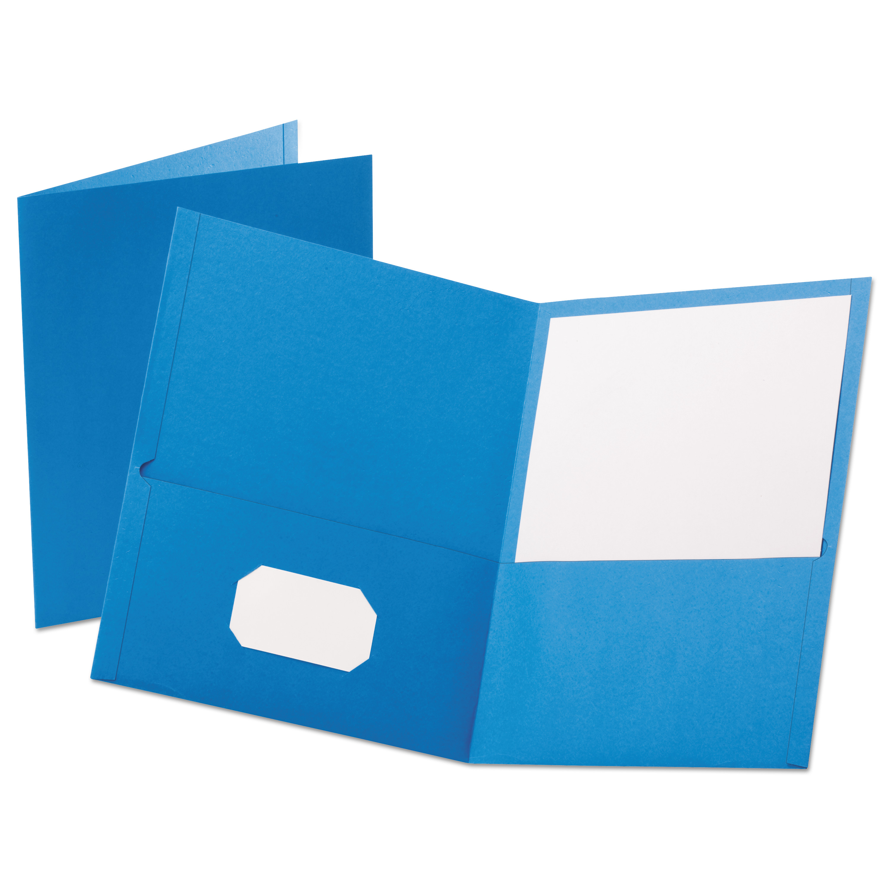  Oxford 57571 Leatherette Two Pocket Portfolio, 8 1/2 x 11, Light Blue, 10/PK (OXF57571) 