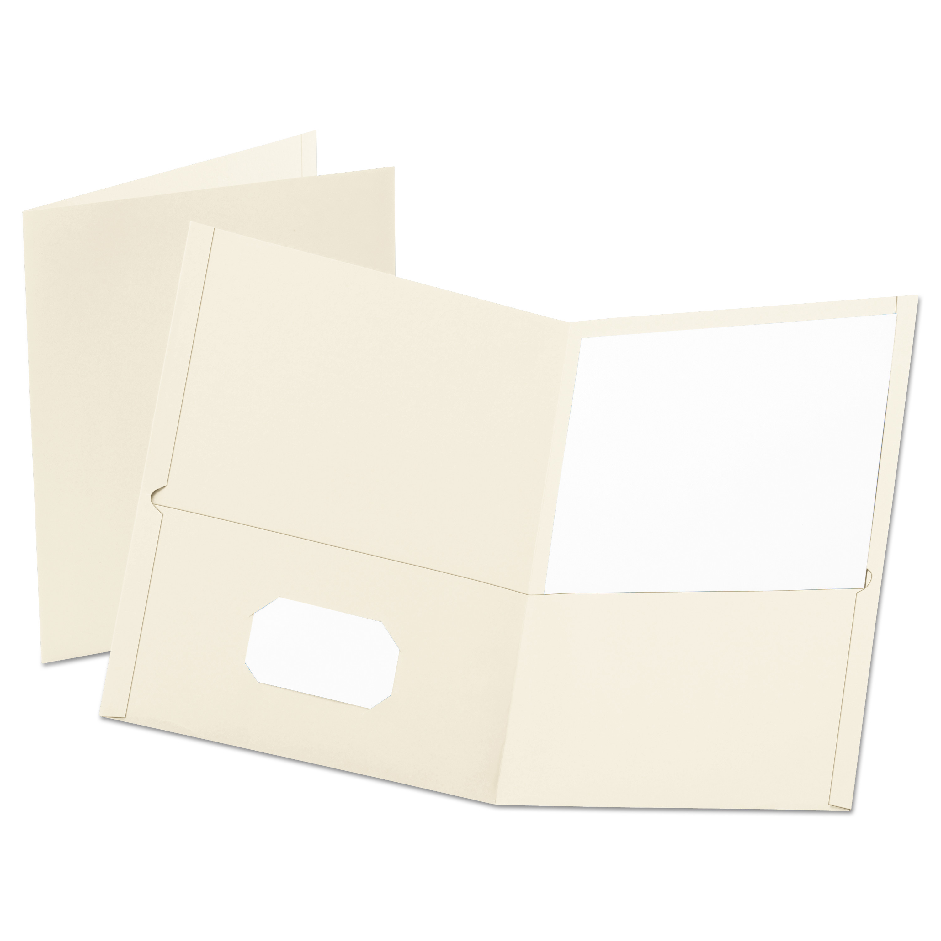 Leatherette Two Pocket Portfolio, 8 1/2 x 11, White, 10/PK