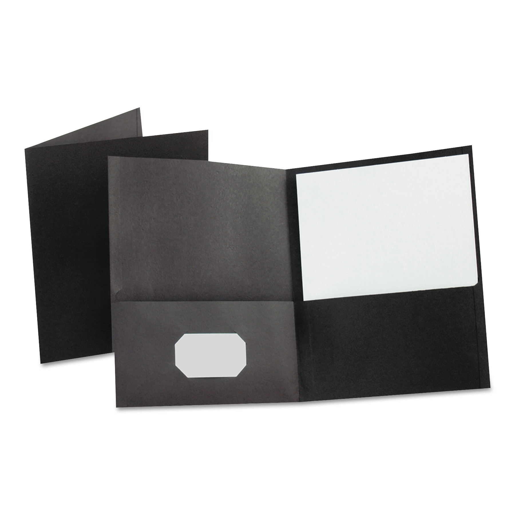 Leatherette Two Pocket Portfolio, 8 1/2 x 11, Black, 10/PK