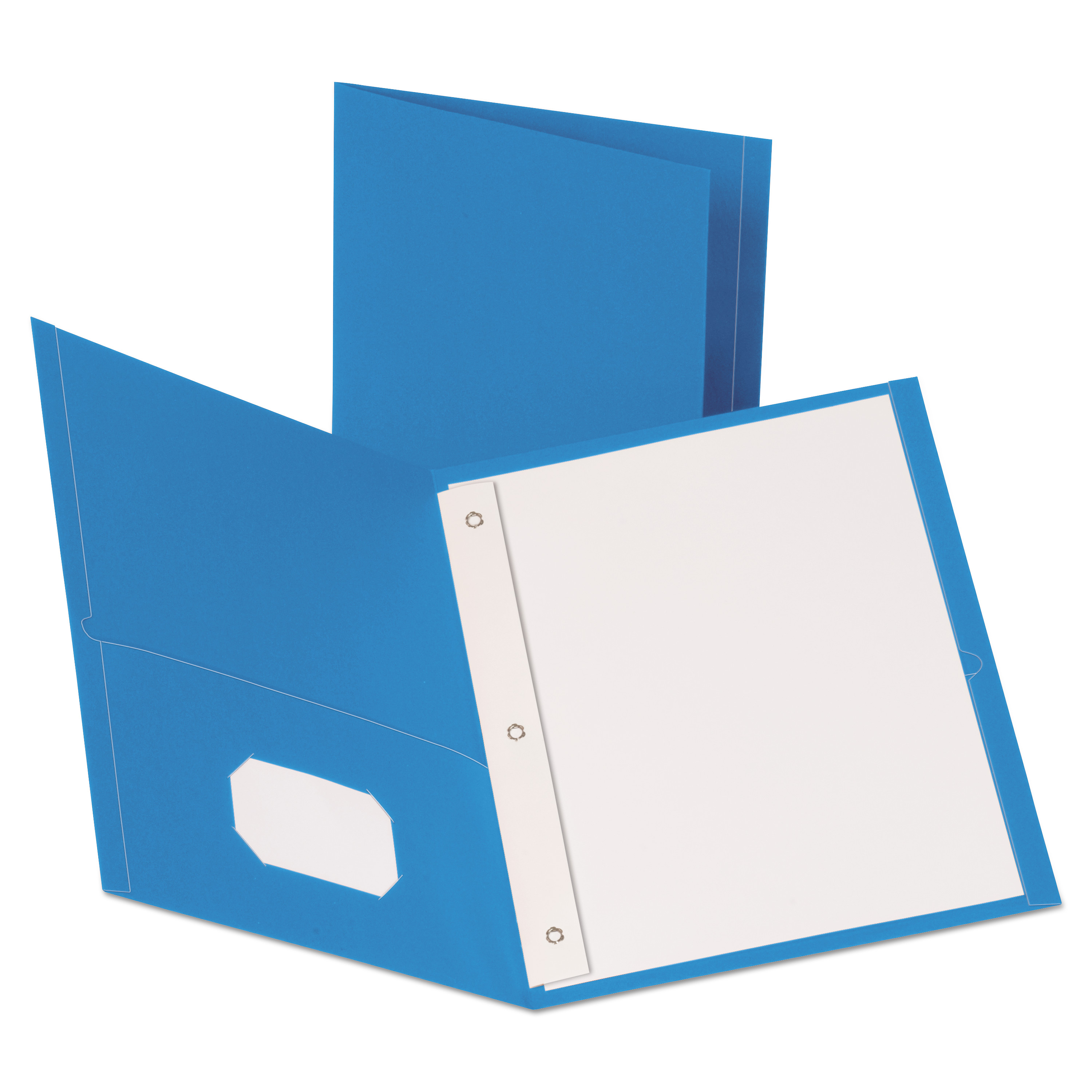  Oxford 57771 Leatherette Two Pocket Portfolio with Fasteners, 8 1/2 x 11, Light Blue, 10/PK (OXF57771) 