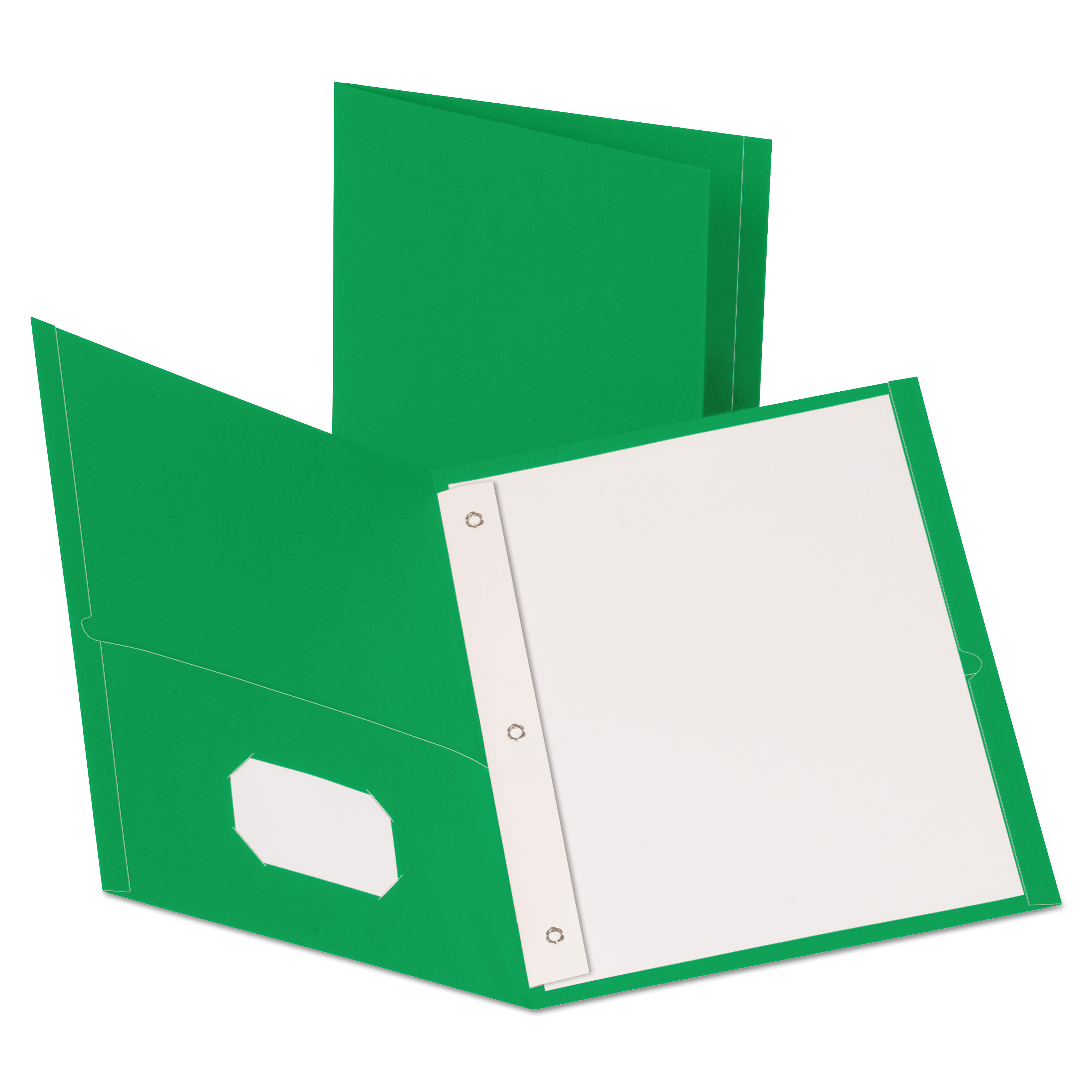 Leatherette Two Pocket Portfolio with Fasteners, 8 1/2 x 11, Green, 10/PK