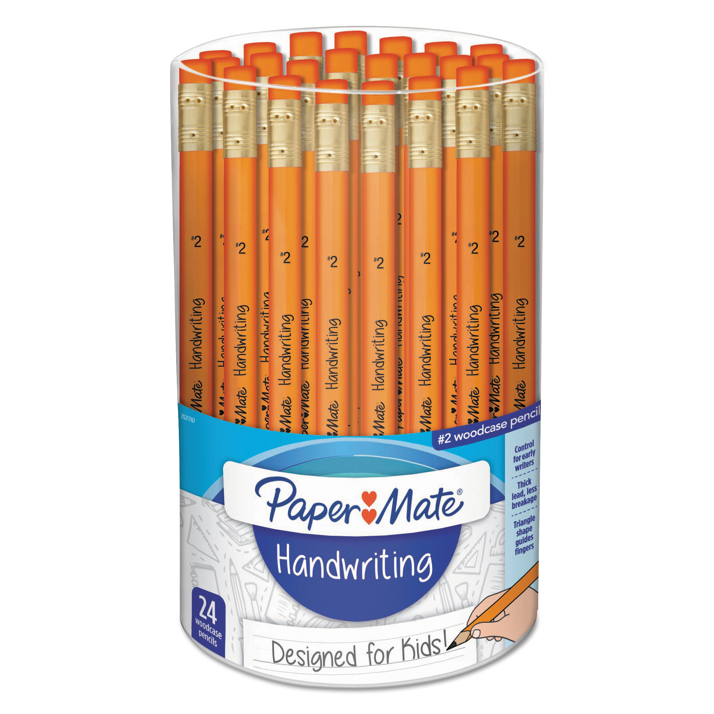  Paper Mate 2021787 Handwriting Woodcase Pencils, HB (#2.5), Black Lead, Orange Barrel, 24/Pack (PAP2021787) 
