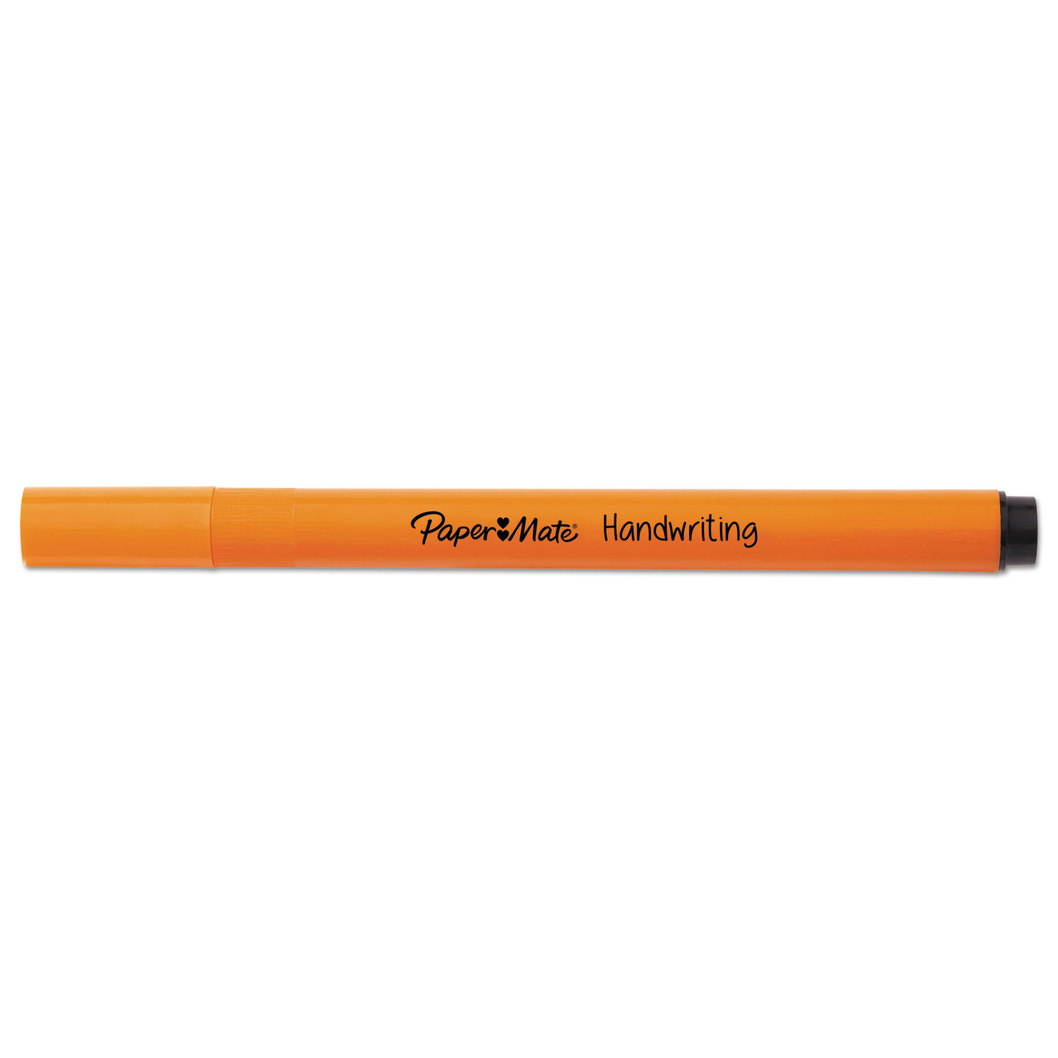 Handwriting Round Pens, Medium, 0.6 mm, Black Ink, Orange Barrel, 1 Dozen