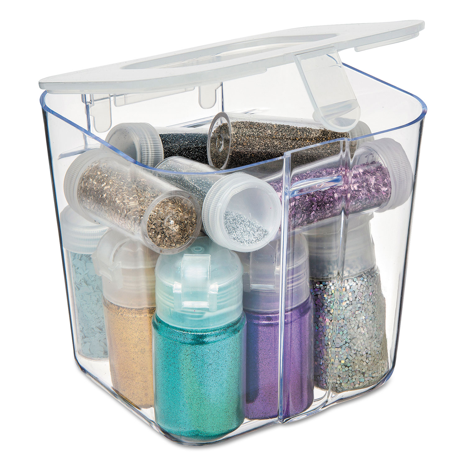 Deflecto 29301CR 13 1/4 x 4 x 4 3/8 Clear Large Stackable Caddy Organizer  Container