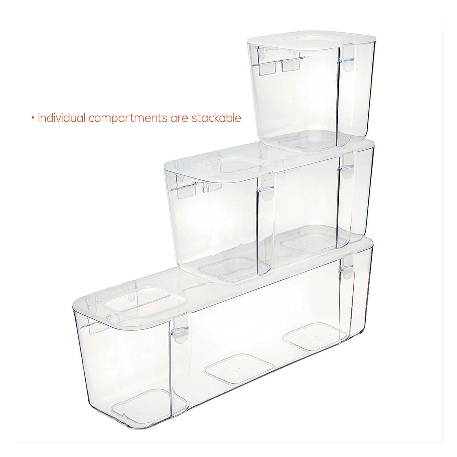 deflecto® Stackable Caddy Organizer, Large, Plastic, 13.24 x 4 x 4.38,  White