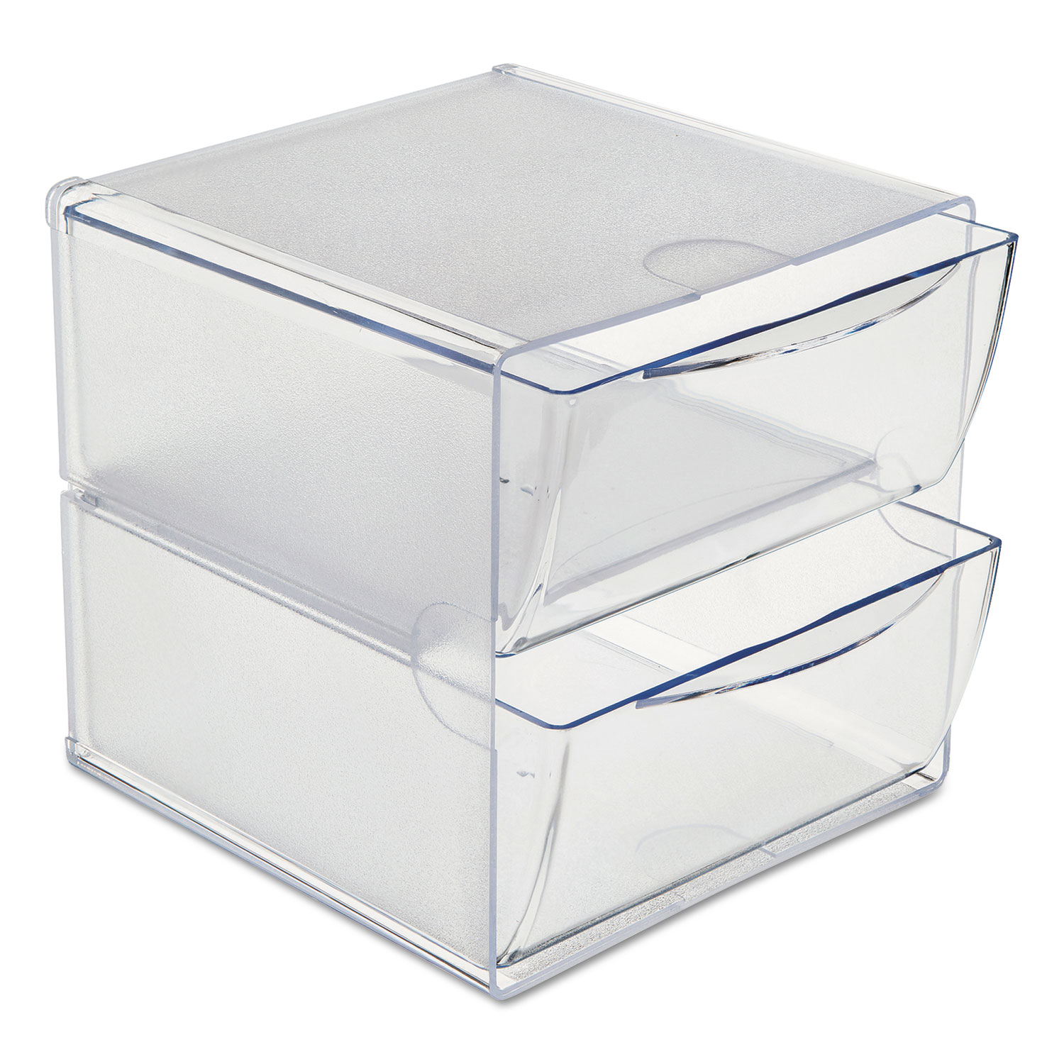 Stackable Cube Organizer, 2 Drawers, 6 x 7 1/8 x 6, Clear