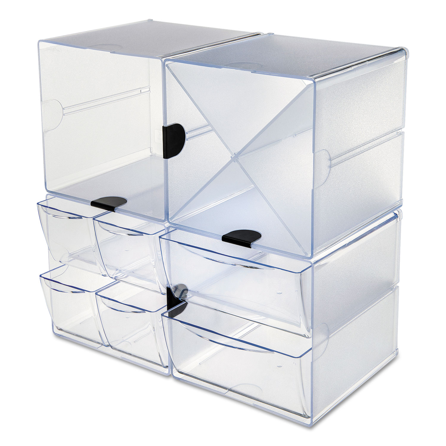 Stackable Cube Organizer, 4 Drawers, 6 x 7 1/8 x 6, Clear BOSS Office