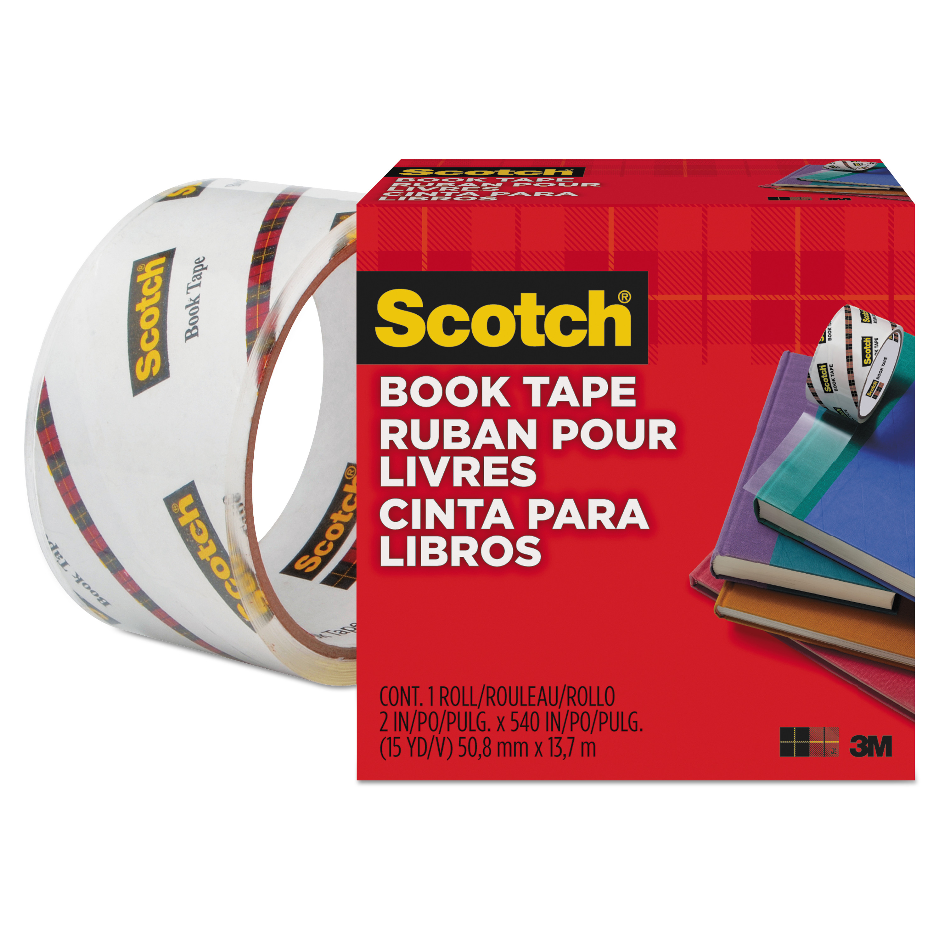  Scotch 845 Book Tape, 3 Core, 2 x 15 yds, Clear (MMM8452) 