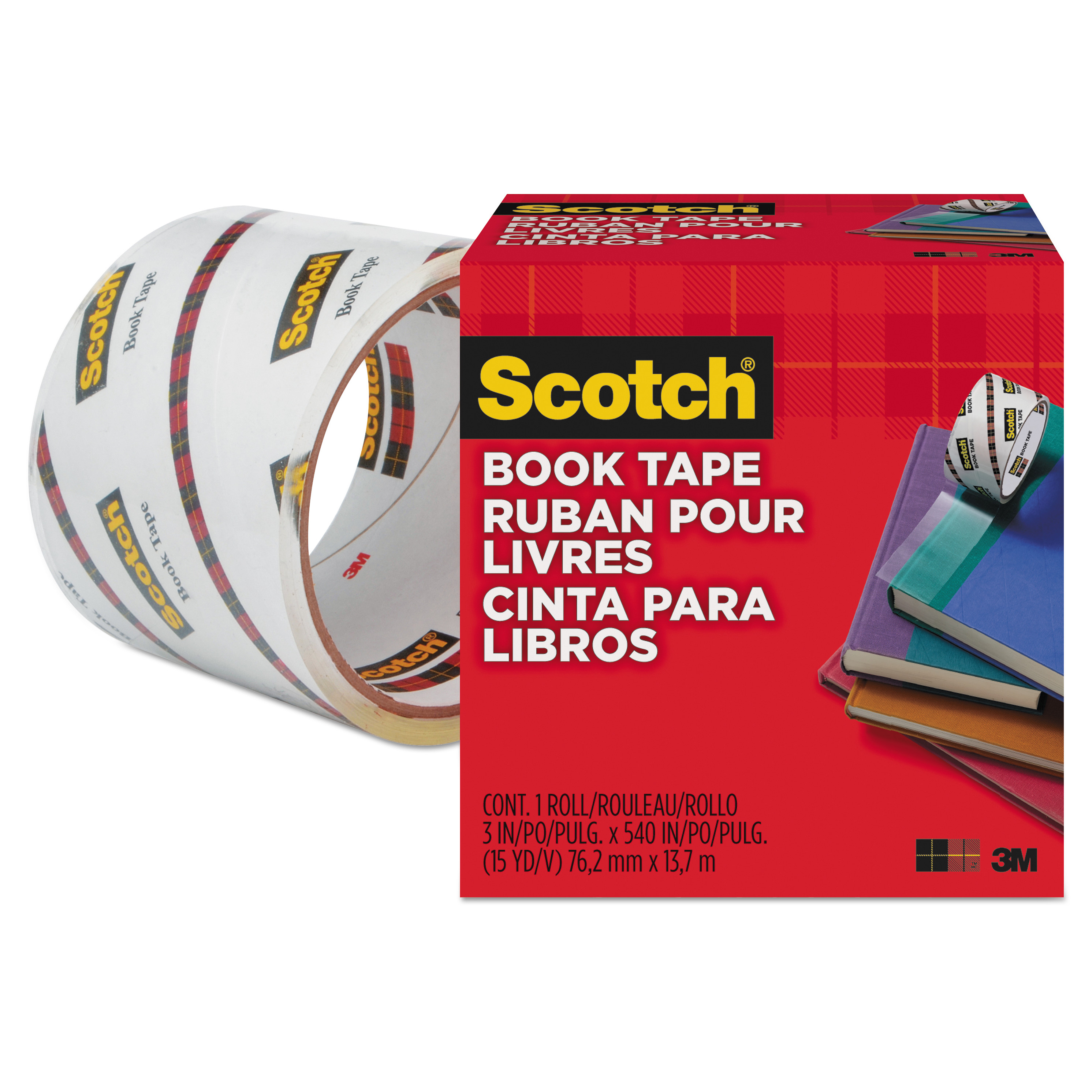  Scotch 845 Book Tape, 3 Core, 3 x 15 yds, Clear (MMM8453) 