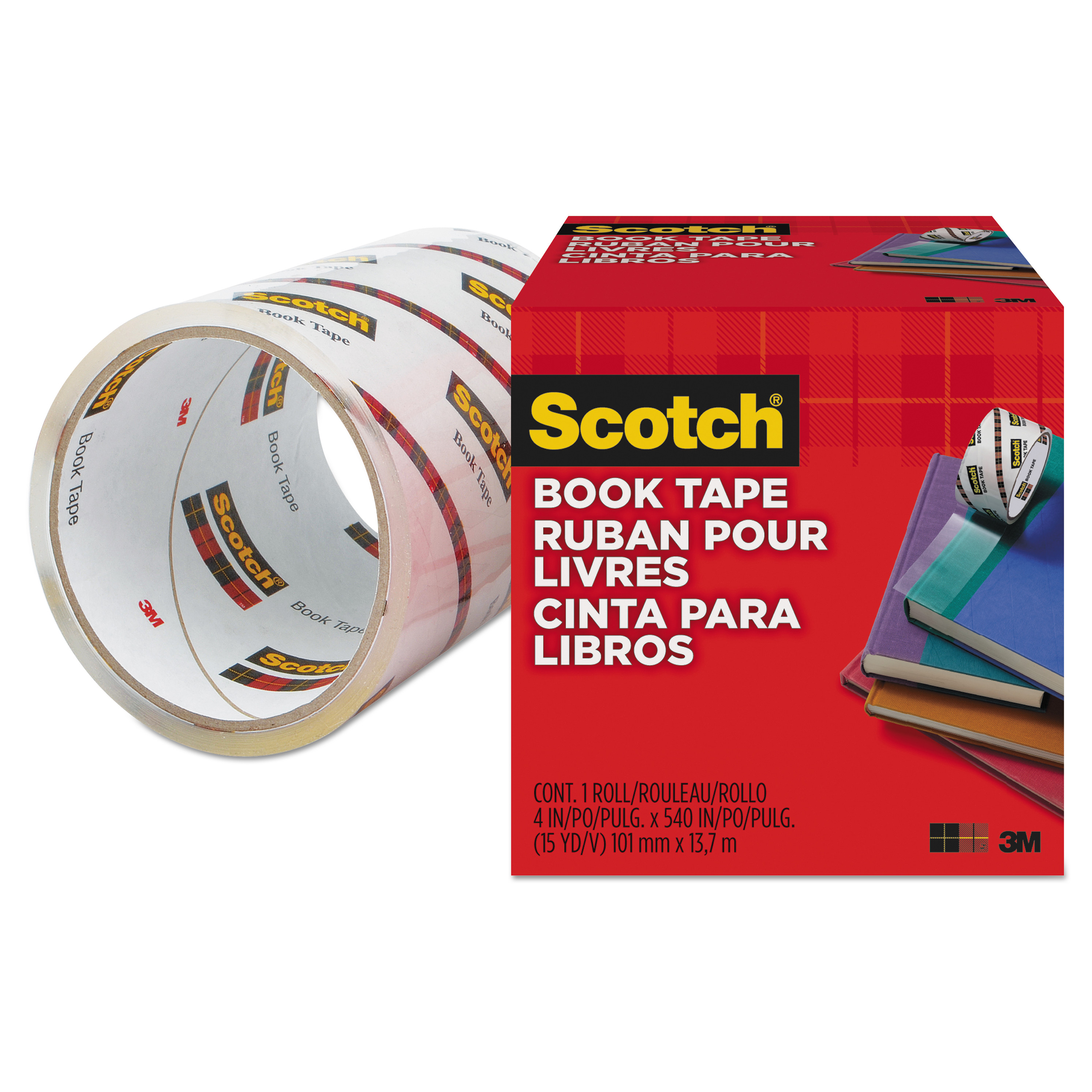  Scotch 845 Book Tape, 3 Core, 4 x 15 yds, Clear (MMM8454) 