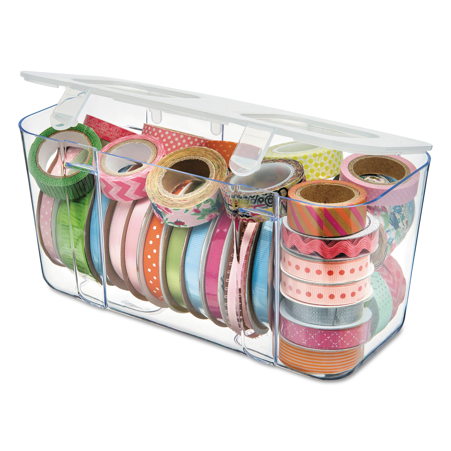  deflecto 29201CR Stackable Caddy Organizer Containers, Medium, Clear (DEF29201CR) 