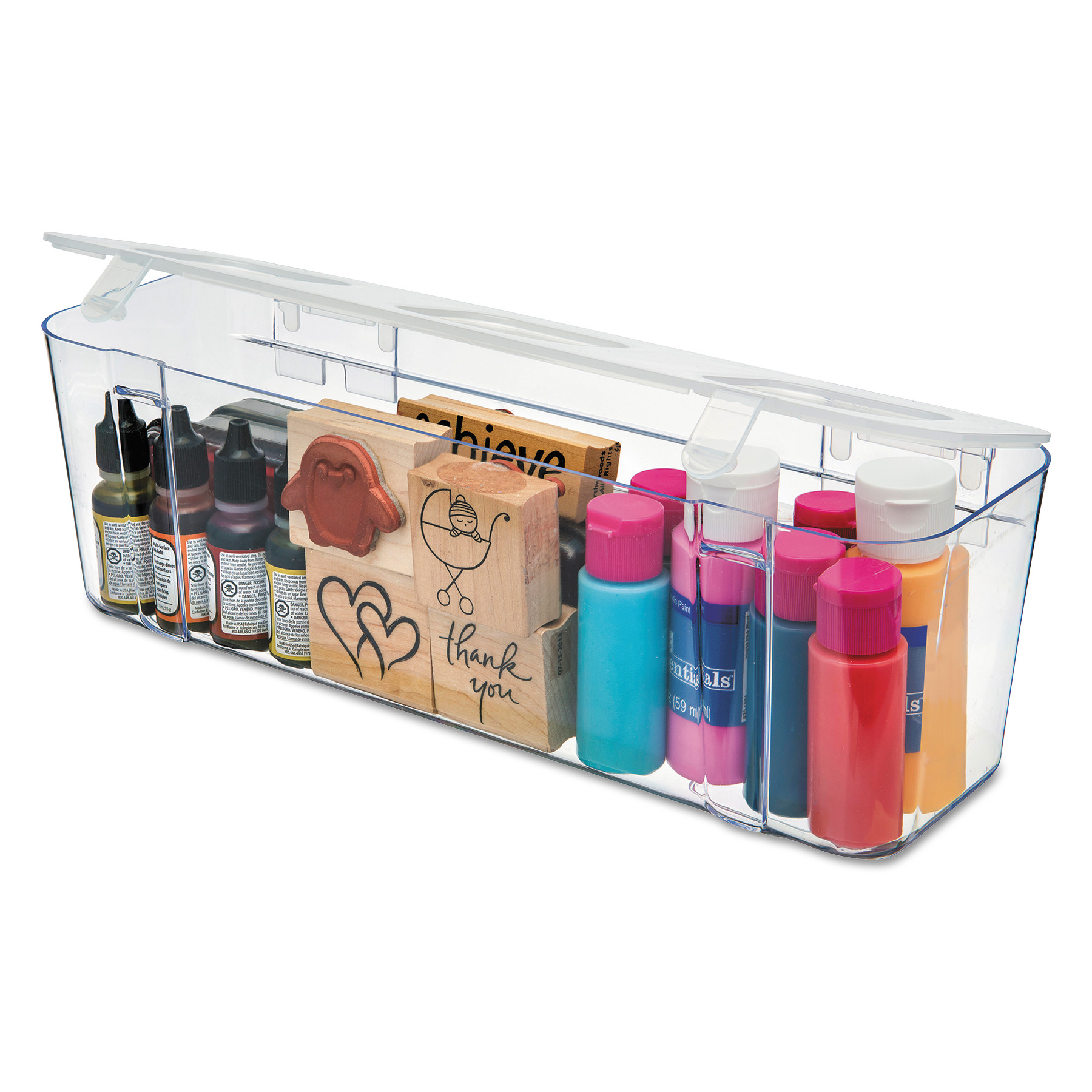  deflecto 29301CR Stackable Caddy Organizer Containers, Large, Clear (DEF29301CR) 