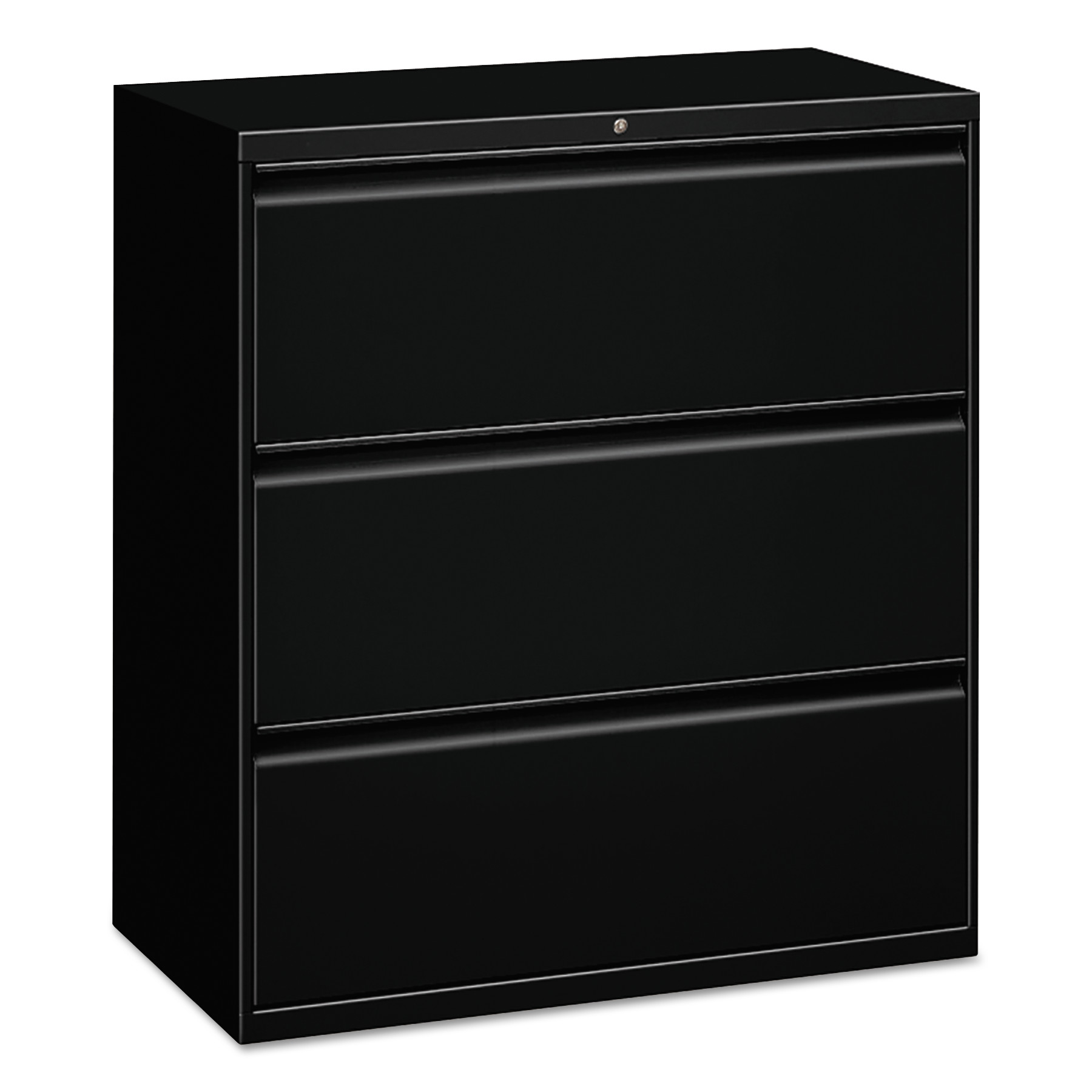 Three-Drawer Lateral File Cabinet, 30w x 18d x 39 1/2h, Black