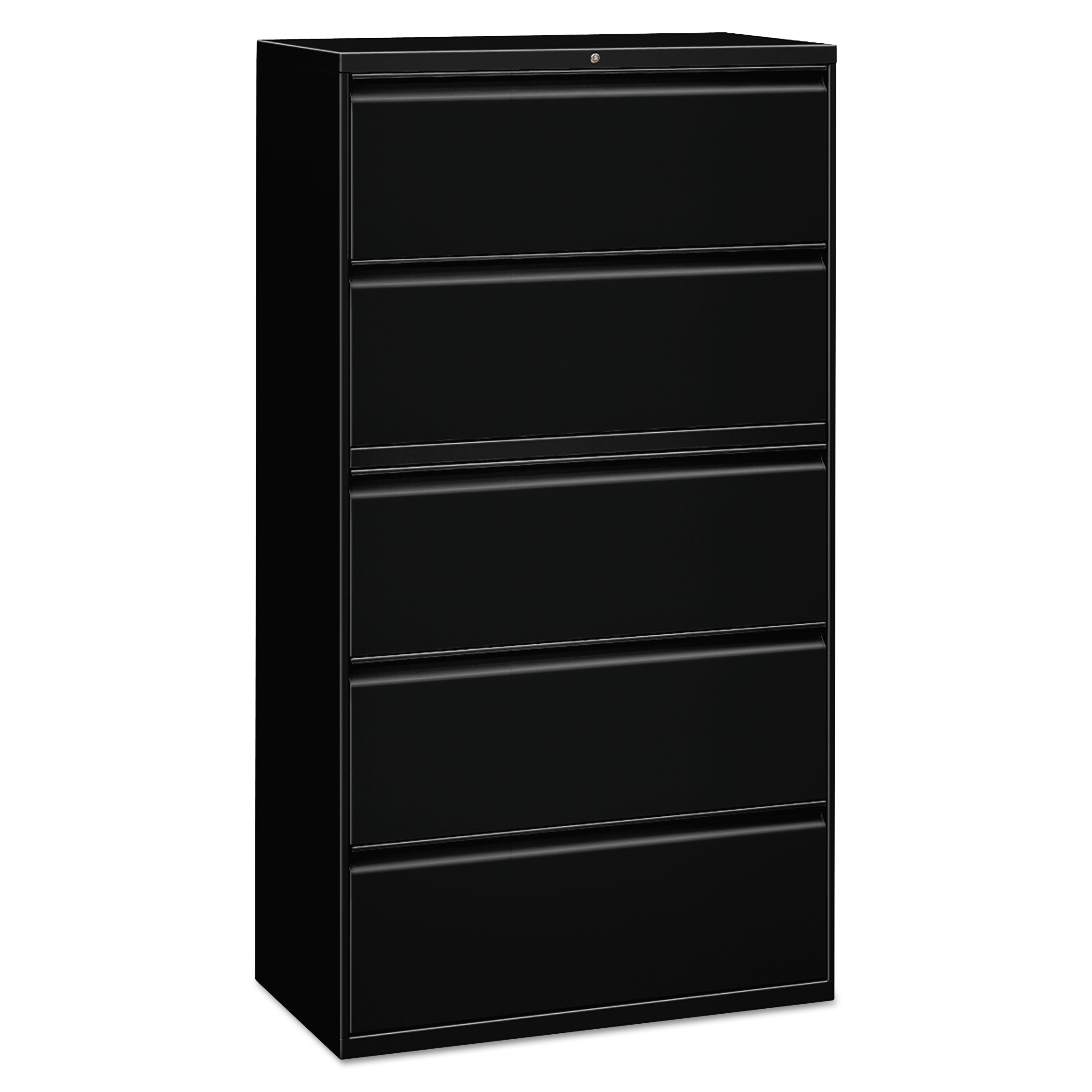 Five-Drawer Lateral File Cabinet, 36w x 18d x 64 1/4h, Black