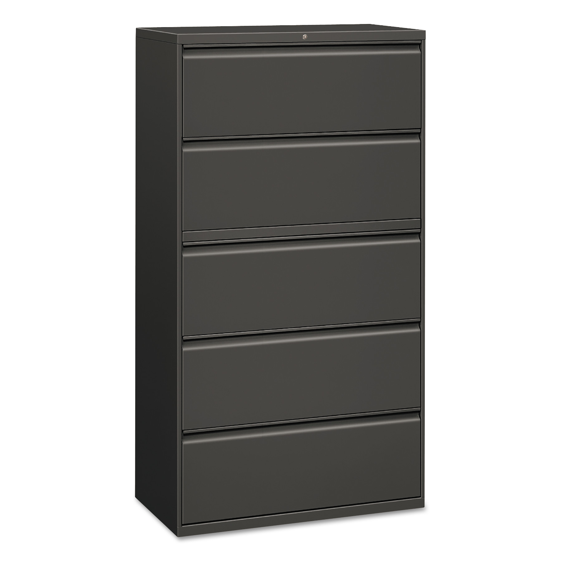 Five-Drawer Lateral File Cabinet, 36w x 18d x 64 1/4h, Charcoal