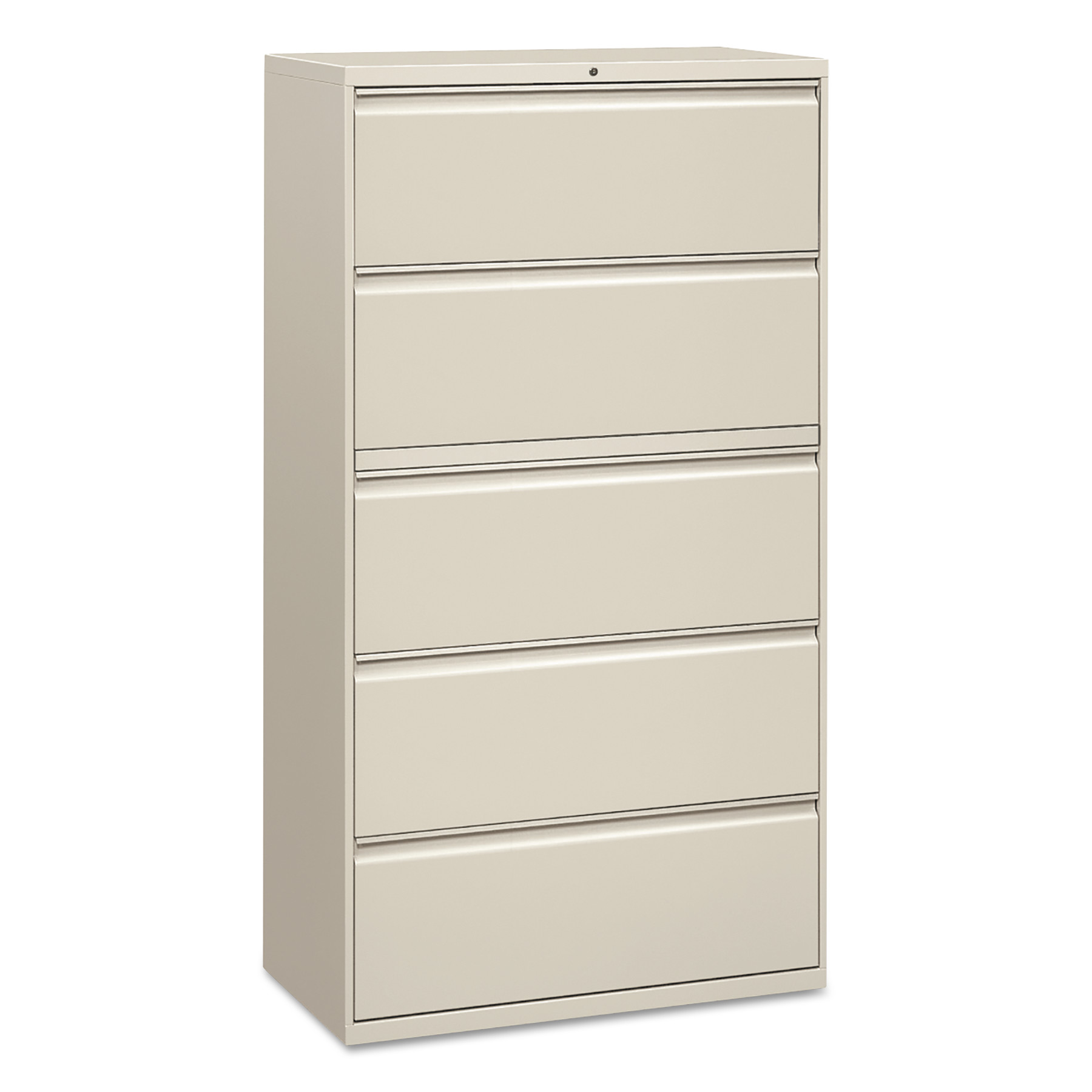 Five-Drawer Lateral File Cabinet, 36w x 18d x 64 1/4h, Light Gray