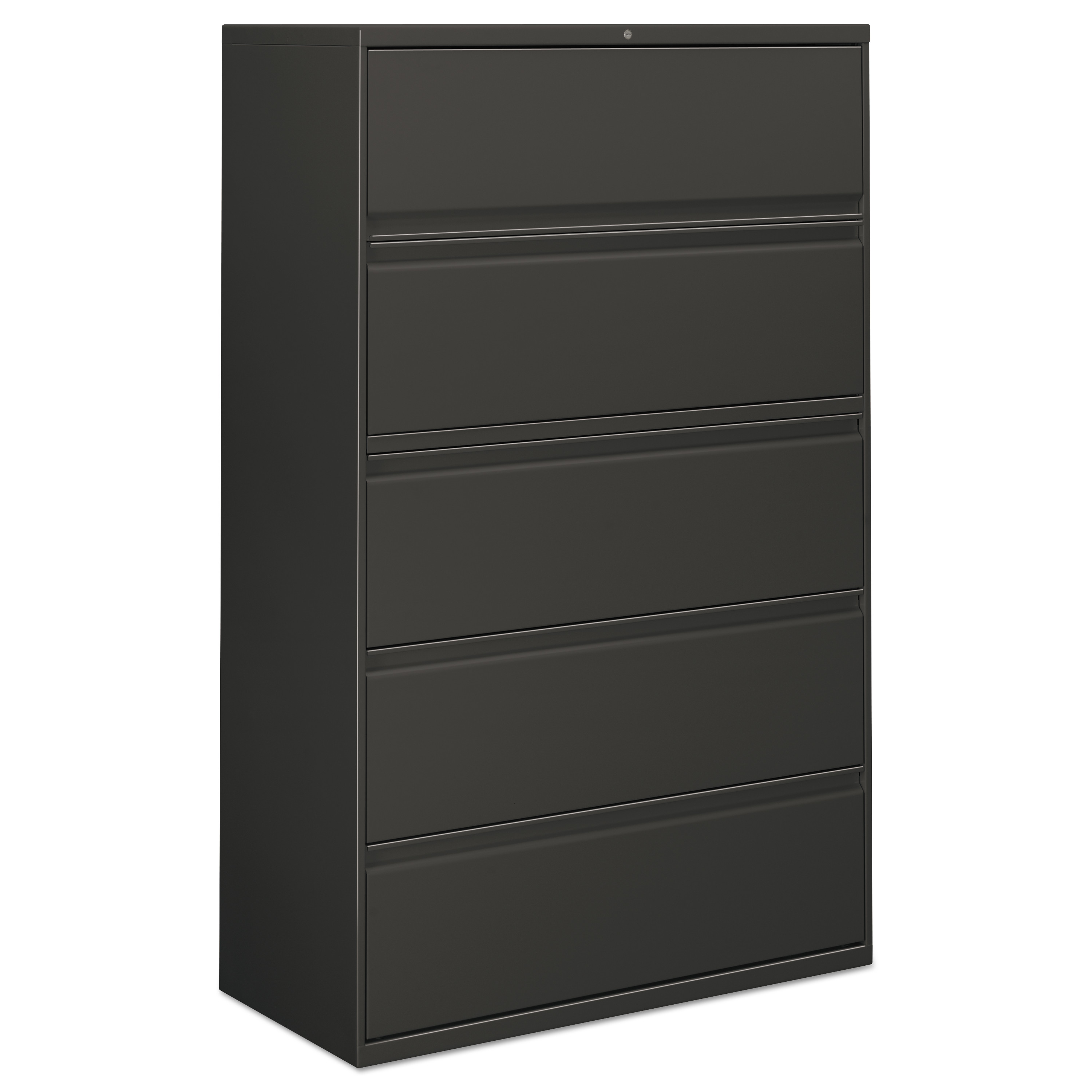 Five-Drawer Lateral File Cabinet, 42w x 18d x 64 1/4h, Charcoal