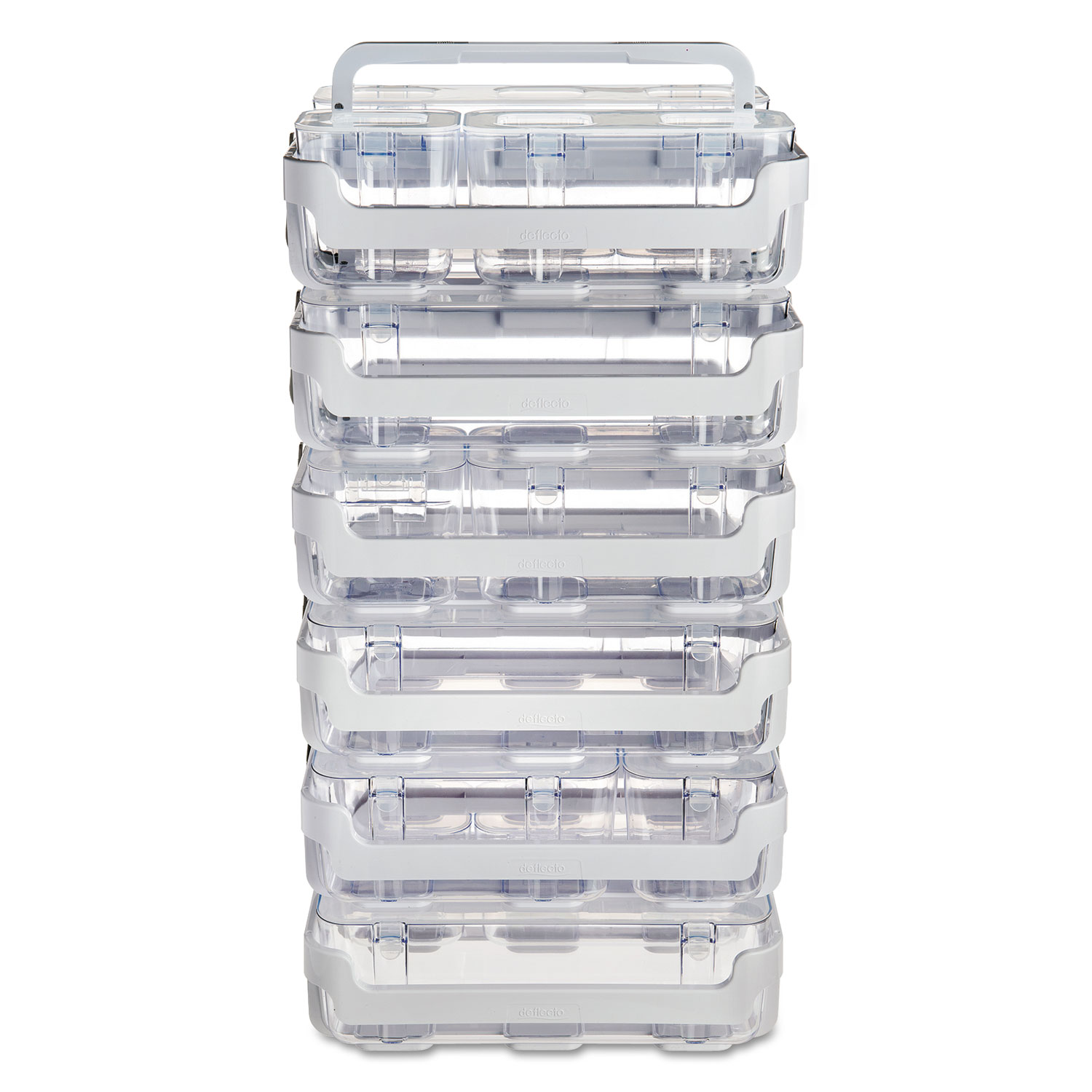 Stackable Caddy Organizer with S, M and L Containers, Plastic, 10.5 x 14 x  6.5, White Caddy/Clear Containers - Supply Solutions