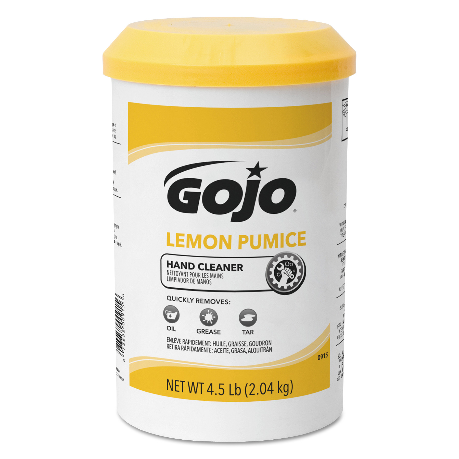  GOJO 0915-06 Lemon Pumice Hand Cleaner, Lemon Scent, 4.5 lb Tub, 6/Carton (GOJ0915) 