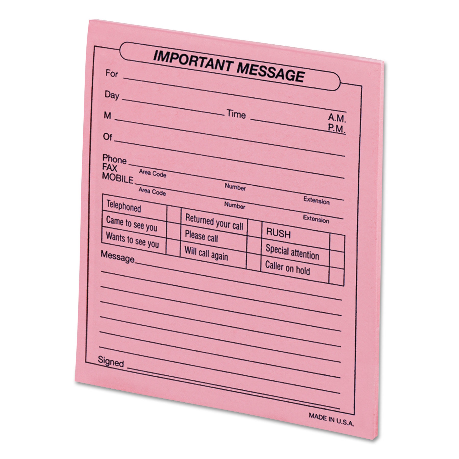 Important Message Pink Pads, 4 1/4 x 5 1/2, 50/Pad, Dozen