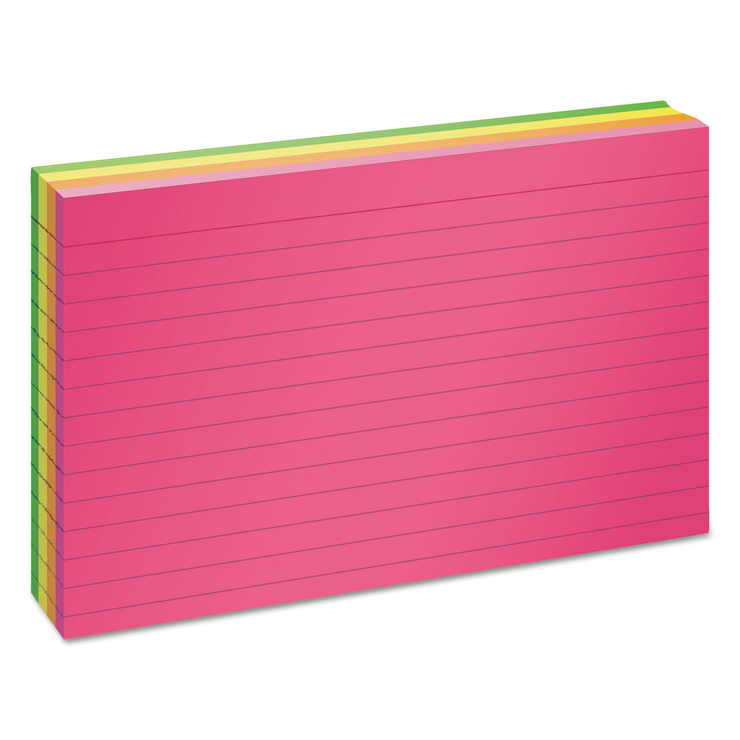 Ruled Neon Glow Index Cards, 4 x 6, Assorted, 100/Pack