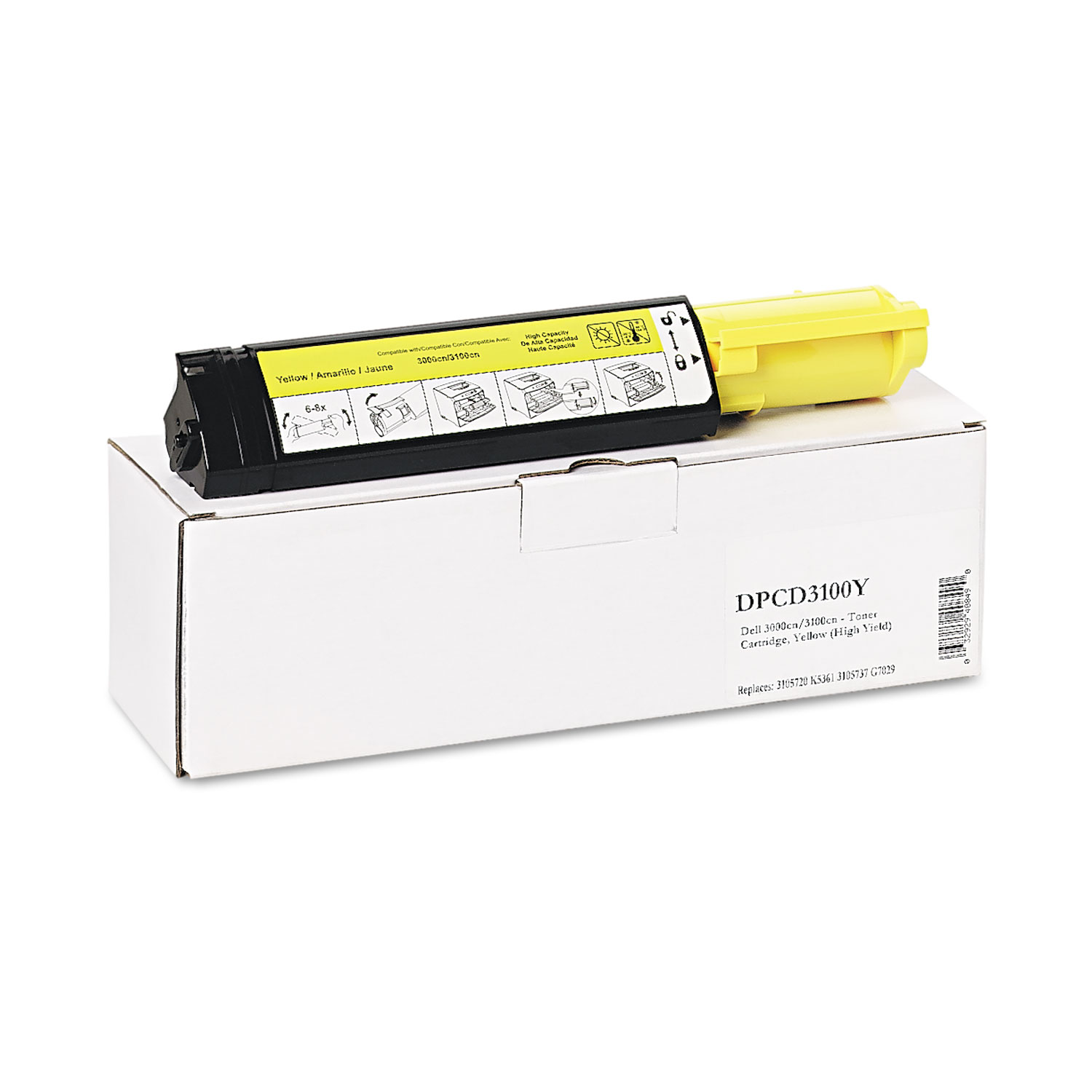 Compatible with 310-5729 (3100) High-Yield Toner, 4000 Page-Yield, Yellow