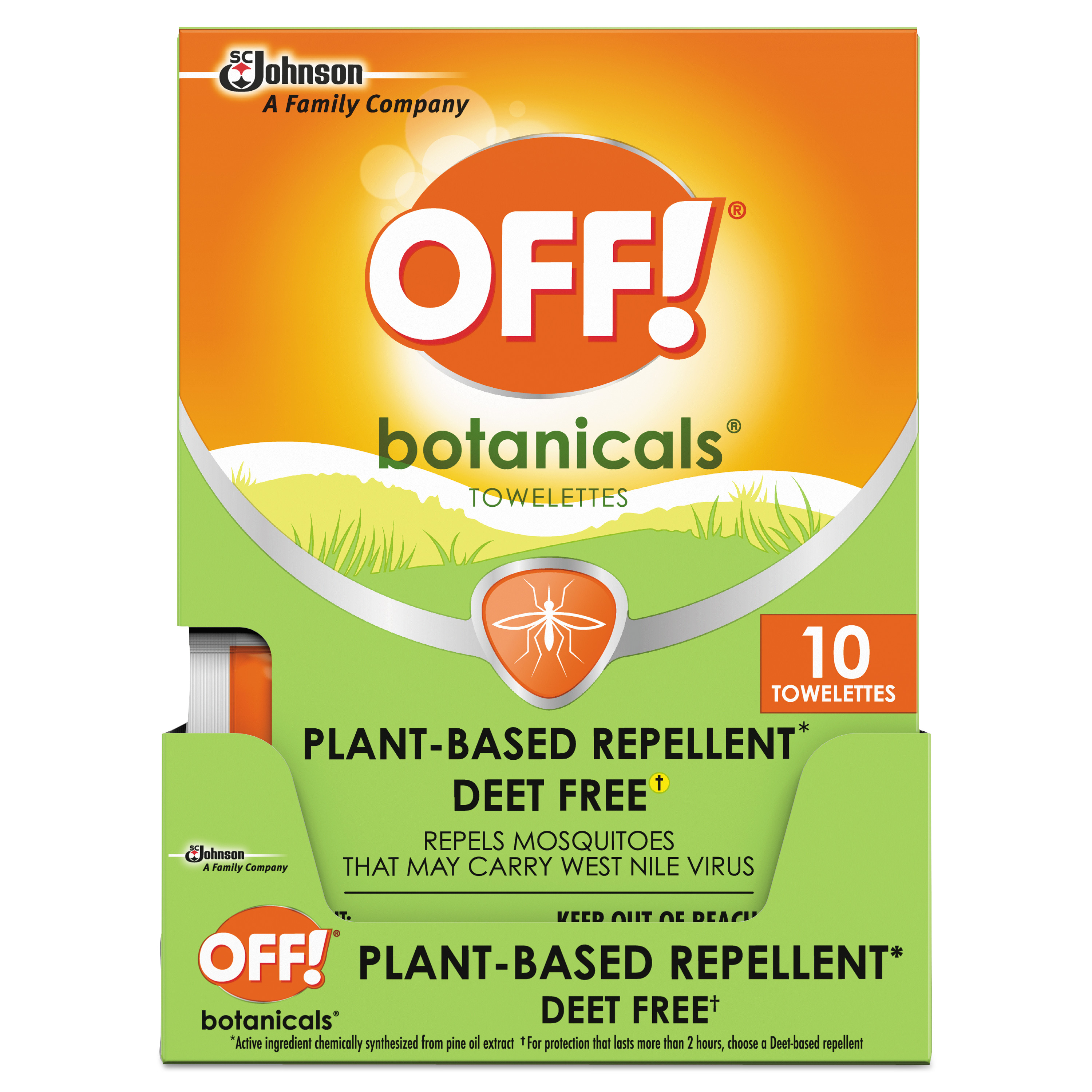  OFF! 694974 Botanicals Insect Repellant, Box, 10 Wipes/Pack, 8 Packs/Carton (SJN694974) 