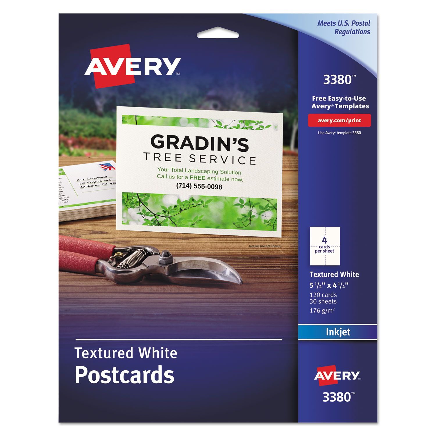  Avery 03380 Textured Postcards, Inkjet, Heavyweight, 4 1/4 x 5 1/2, Matte White, 120/Box (AVE3380) 