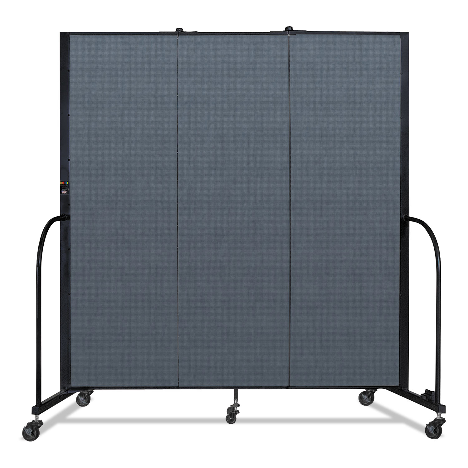 Portable Room Divider, 5 ft 9" x 0.75" x 6 ft, Vinyl/Fiberglass/Steel, Blue