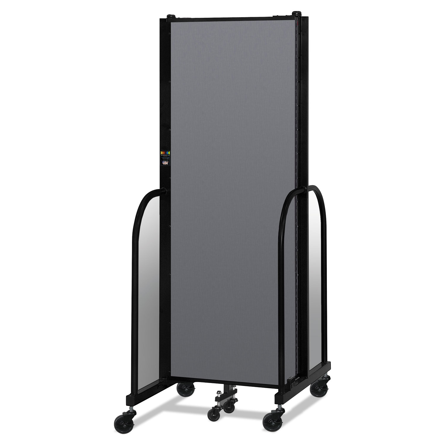 Portable Room Divider, 5 ft 9" x 0.75" x 6 ft, Vinyl/Fiberglass/Steel, Gray