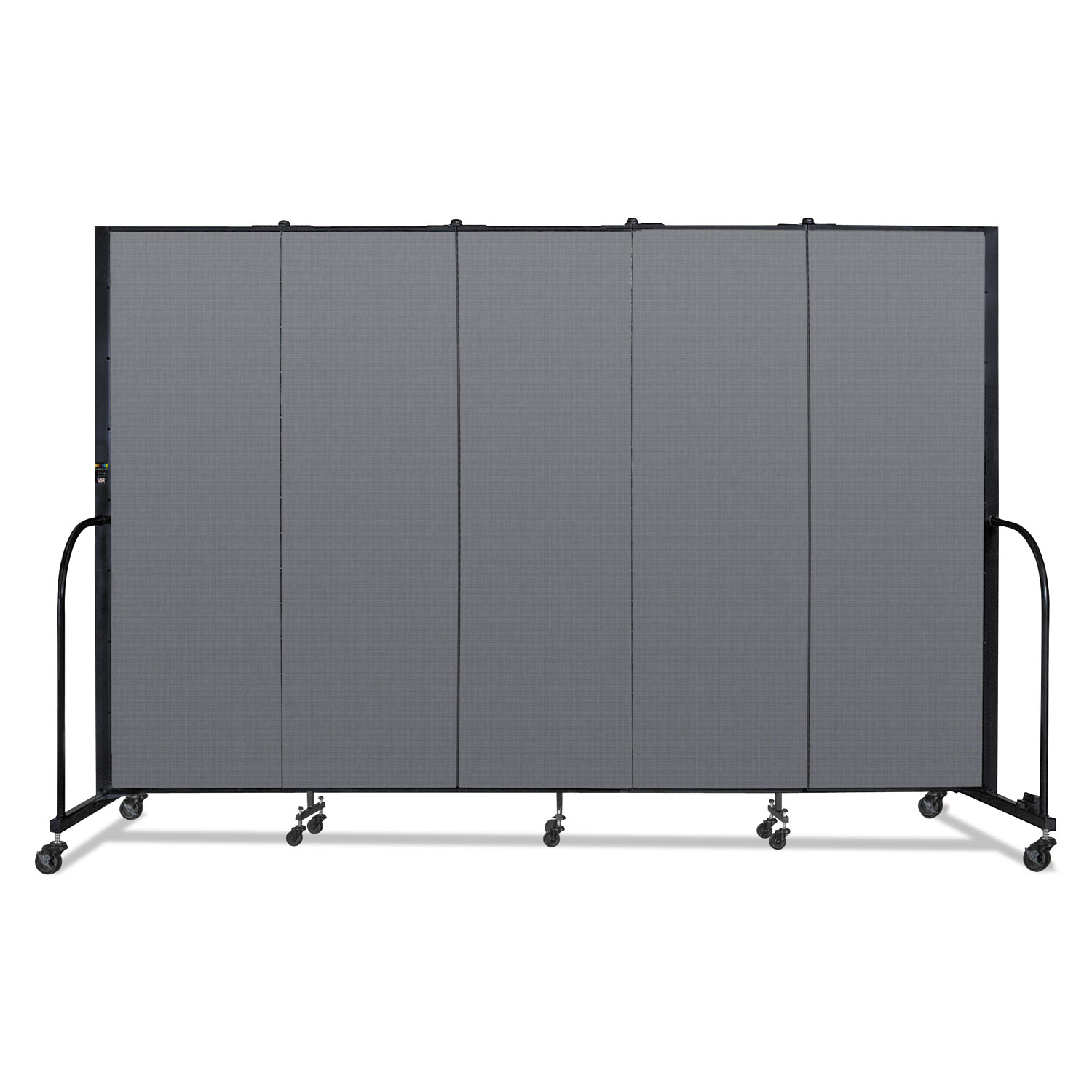 Portable Room Divider, 9 ft 5" x 0.75" x 6 ft, Vinyl/Fiberglass/Steel, Gray