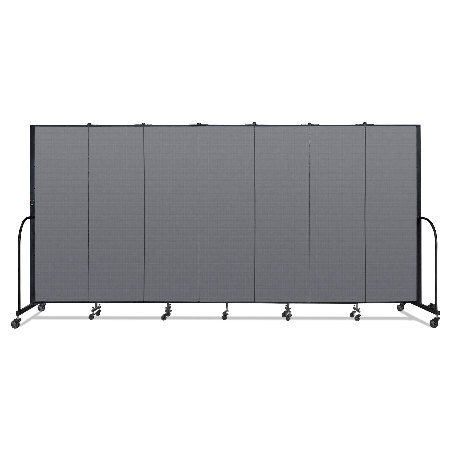 Portable Room Divider, 13 ft 1" x 0.75" x 6 ft, Vinyl/Fiberglass/Steel, Gray