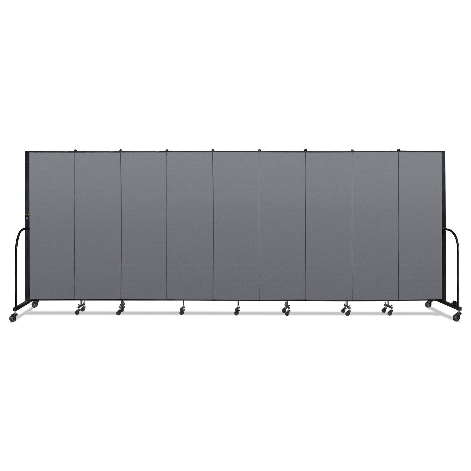 Portable Room Divider, 16 ft 9" x 0.75" x 6 ft, Vinyl/Fiberglass/Steel, Gray