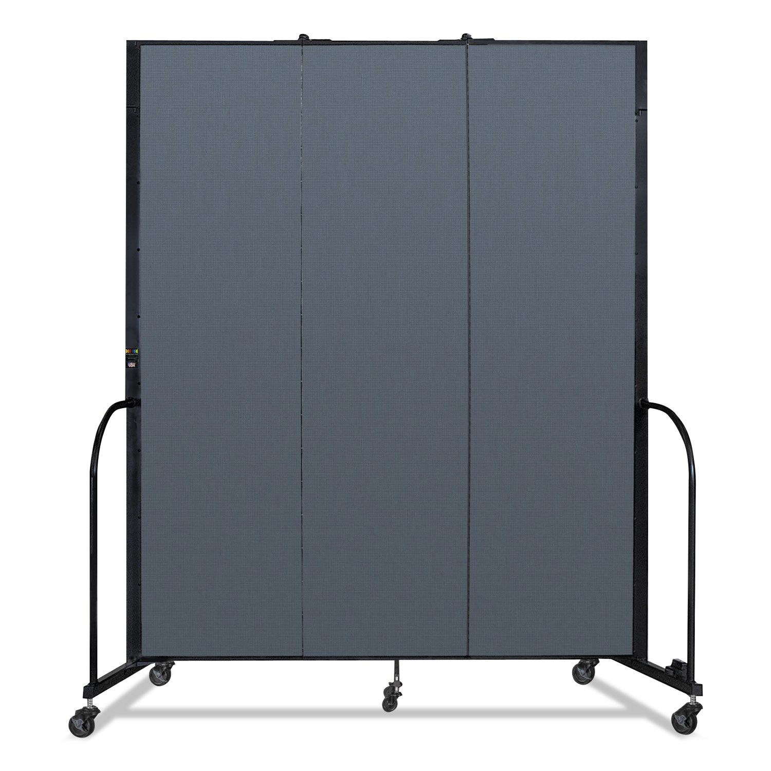 Portable Room Divider, 5 ft 9" x 0.75" x 7 ft 4", Vinyl/Fiberglass/Steel, Blue