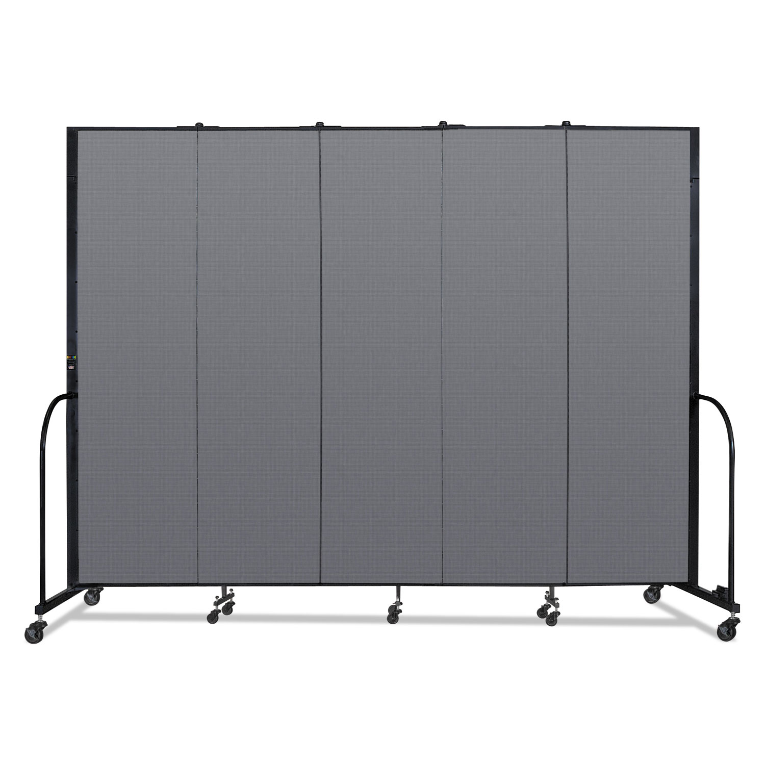 Portable Room Divider, 9 ft 5" x 0.75" x 7 ft 4", Vinyl/Fiberglass/Steel, Gray