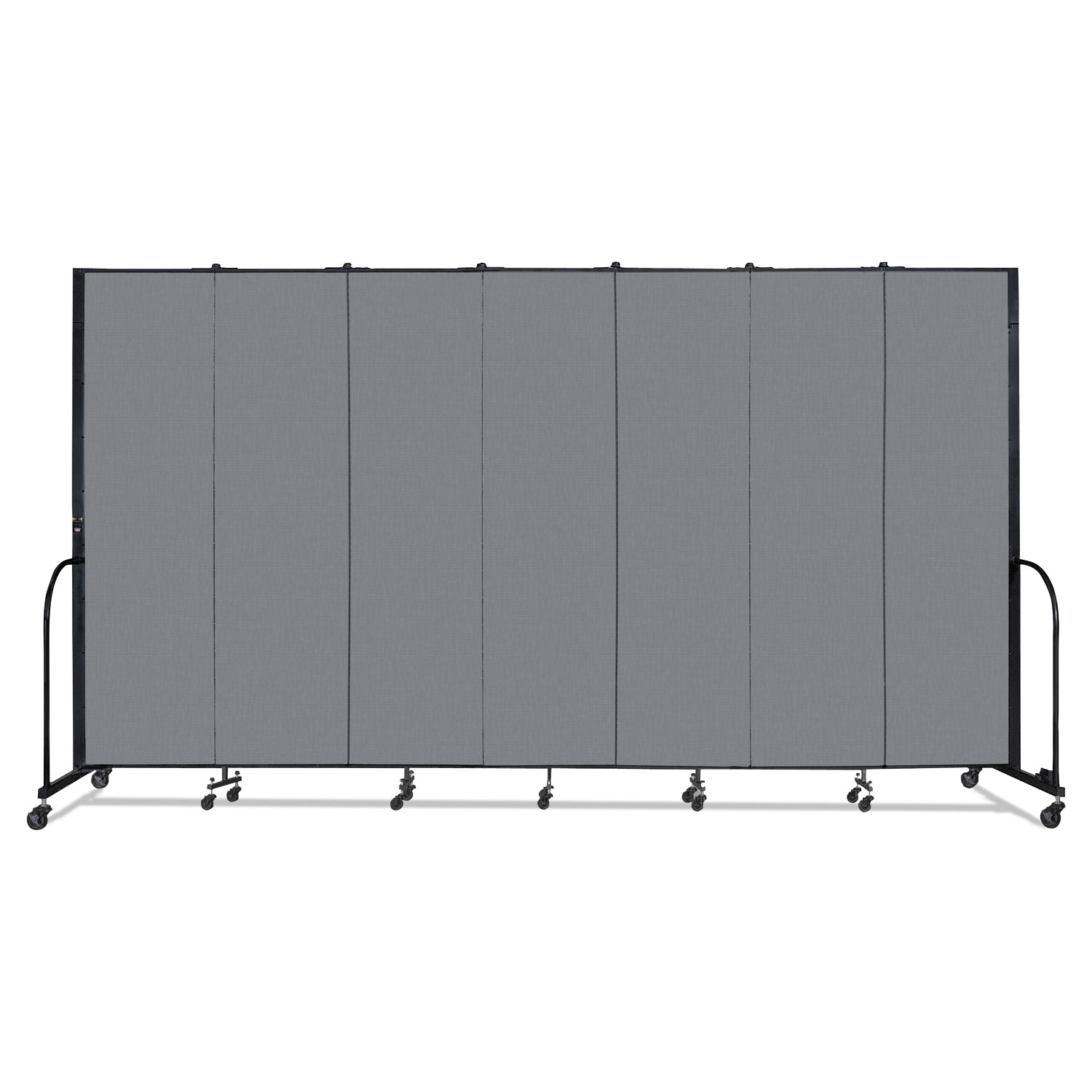 Portable Room Divider, 13 ft 1" x 0.75" x 7 ft 4", Vinyl/Fiberglass/Steel, Gray