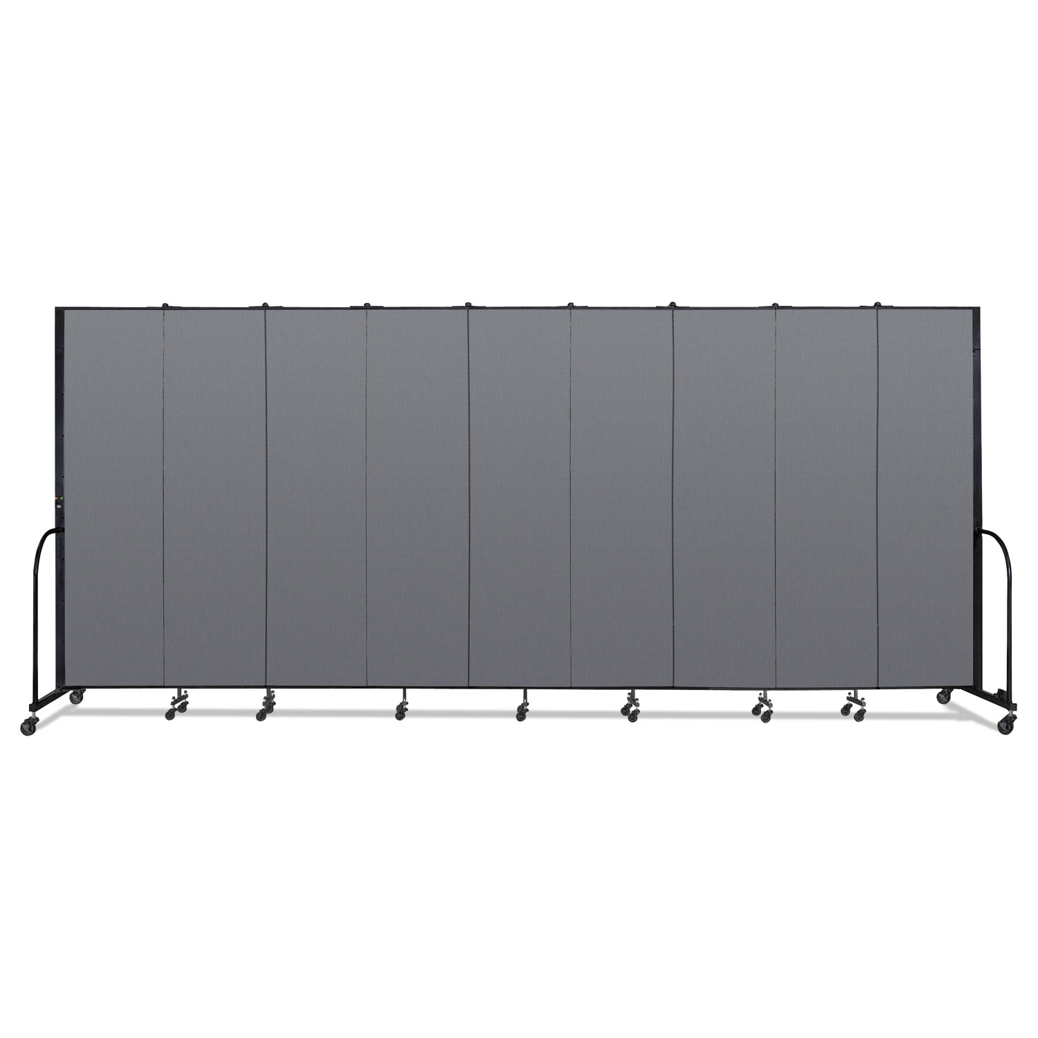 Portable Room Divider, 16 ft 9" x 0.75" x 7 ft 4", Vinyl/Fiberglass/Steel, Gray