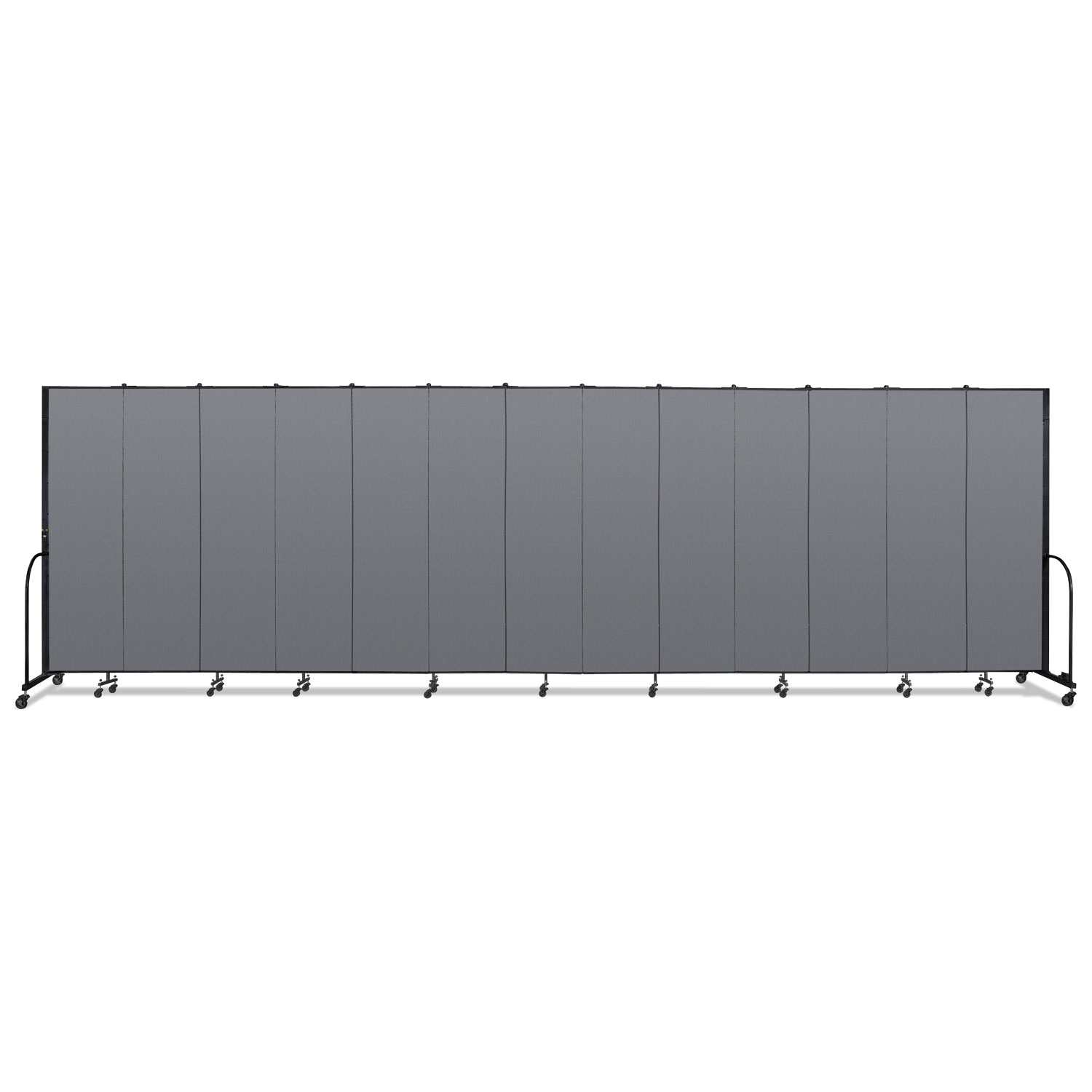 Portable Room Divider, 24 ft 1" x 0.75" x 7 ft 4", Vinyl/Fiberglass/Steel, Gray