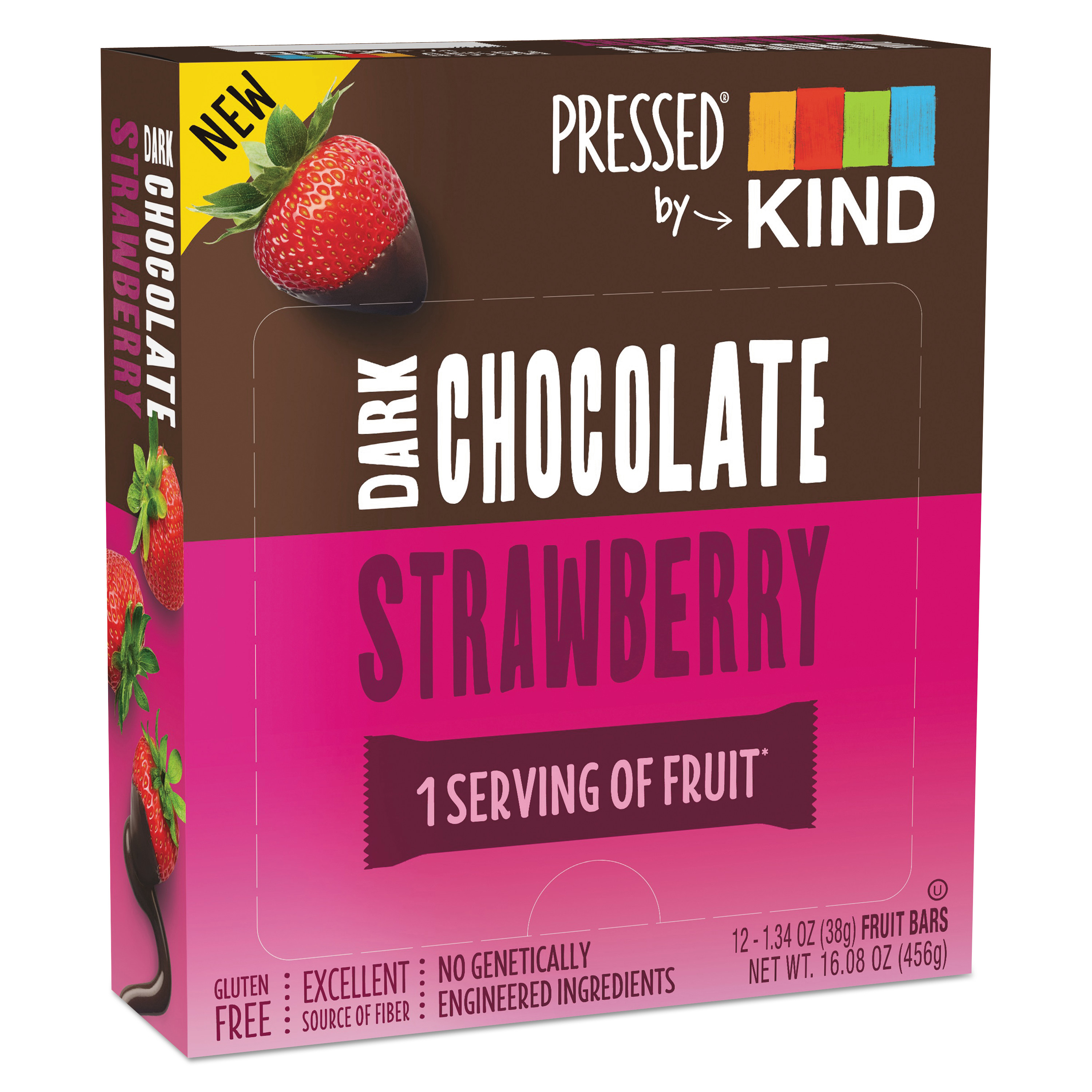  KIND 25968 Pressed by KIND Bars, Dark Chocolate Strawberry, 1.34 oz, 12/Pack (KND25968) 