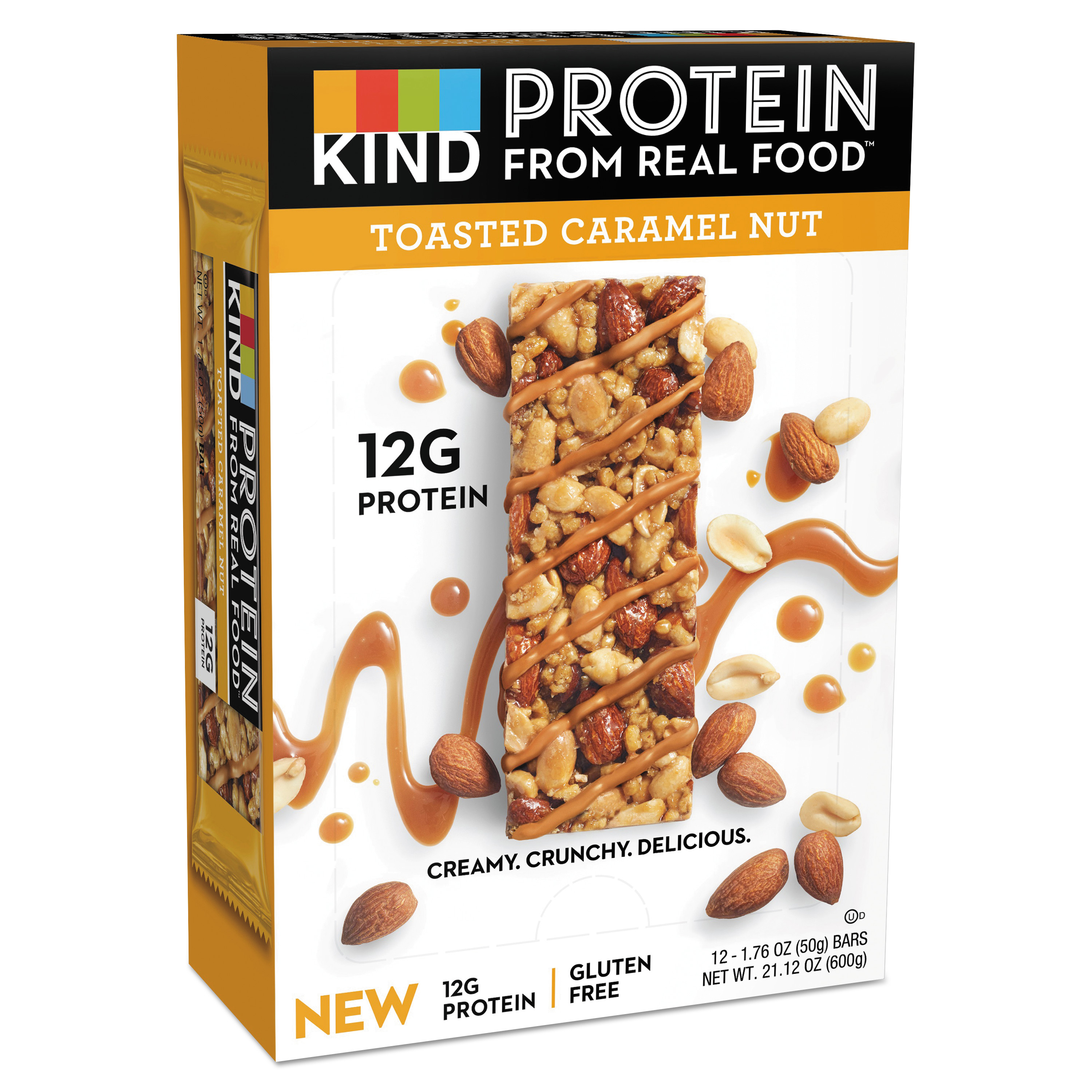 Protein Bars, Toasted Caramel Nut, 1.76 oz, 12/Pack