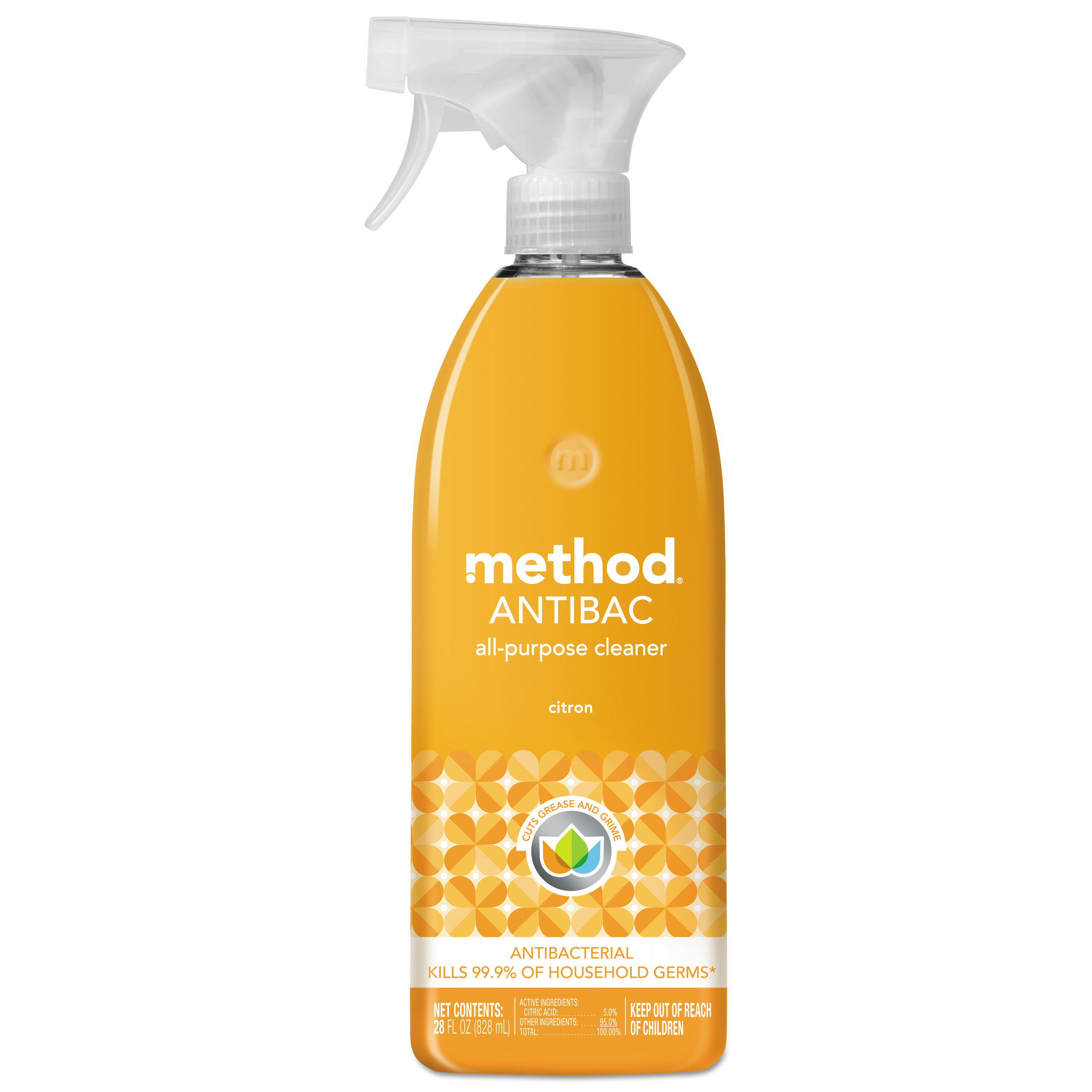  Method MTH01743 Antibac All-Purpose Cleaner, Citron Scent, 28 oz Plastic Bottle (MTH01743EA) 