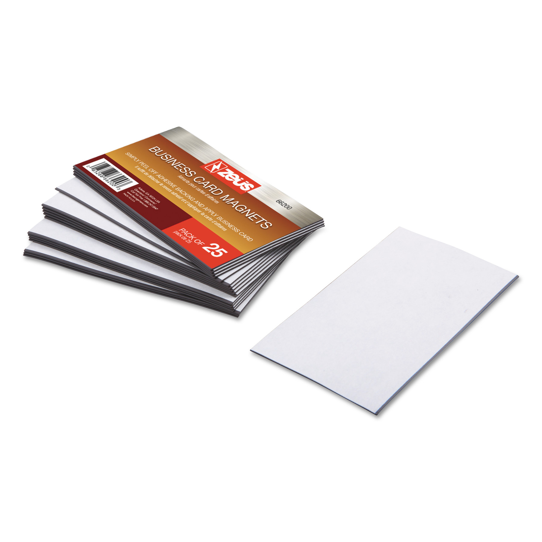 Business Card Magnets, 3 1/2 x 2, White, Adhesive Coated, 25/Pack