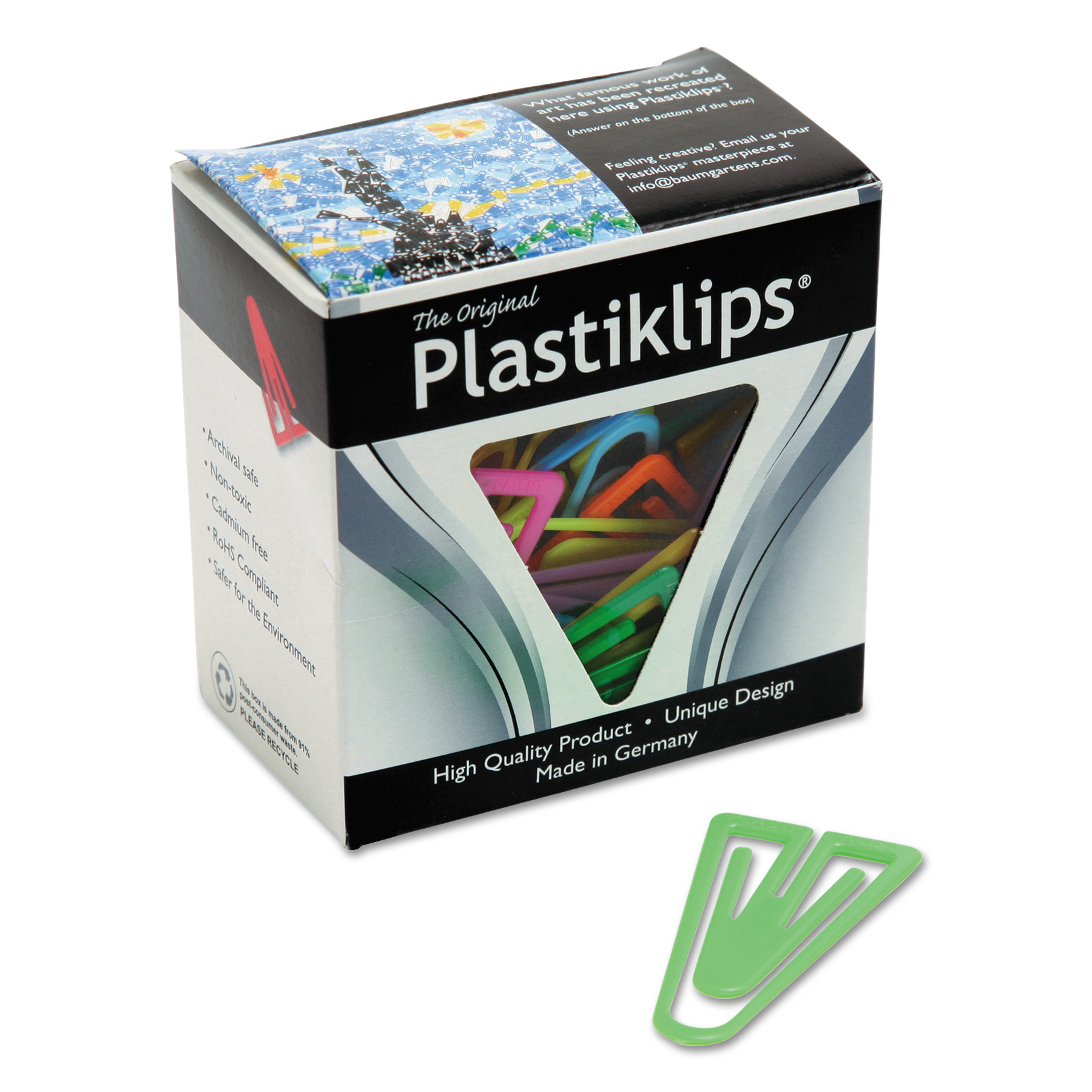 Plastiklips Paper Clips, Extra Large, Smooth, Assorted Colors, 50