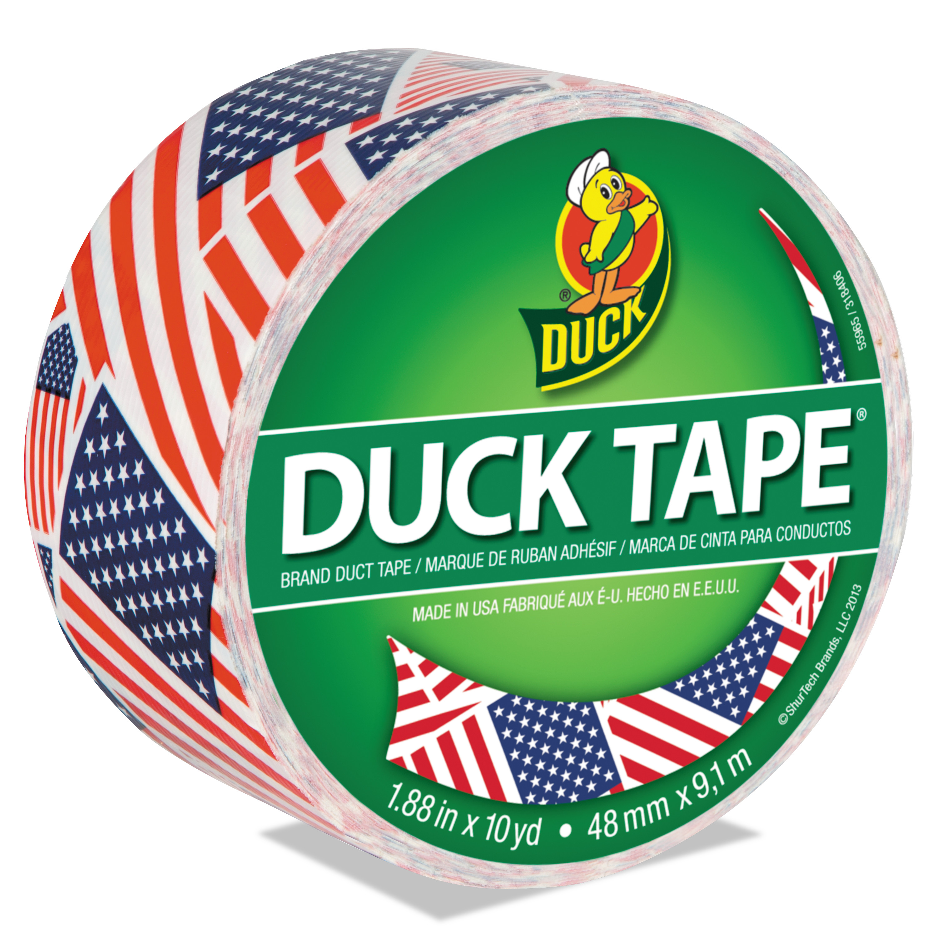  Duck DUC283046 Colored Duct Tape, 3 Core, 1.88 x 10 yds, Red/White/Blue US Flag (DUC283046) 