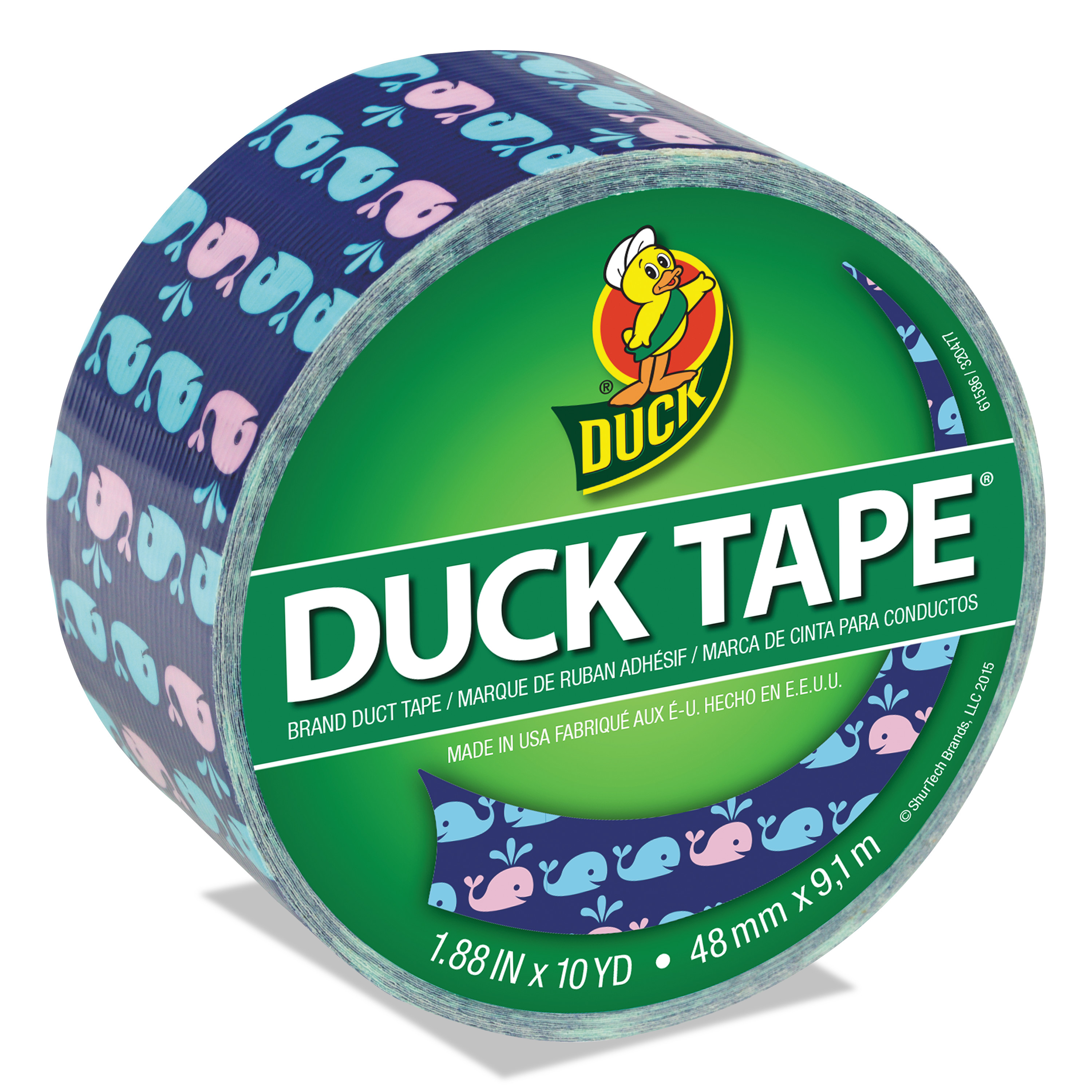  Duck 284169 Colored Duct Tape, 3 Core, 1.88 x 10 yds, Blue/Pink Whale of Time (DUC284169) 
