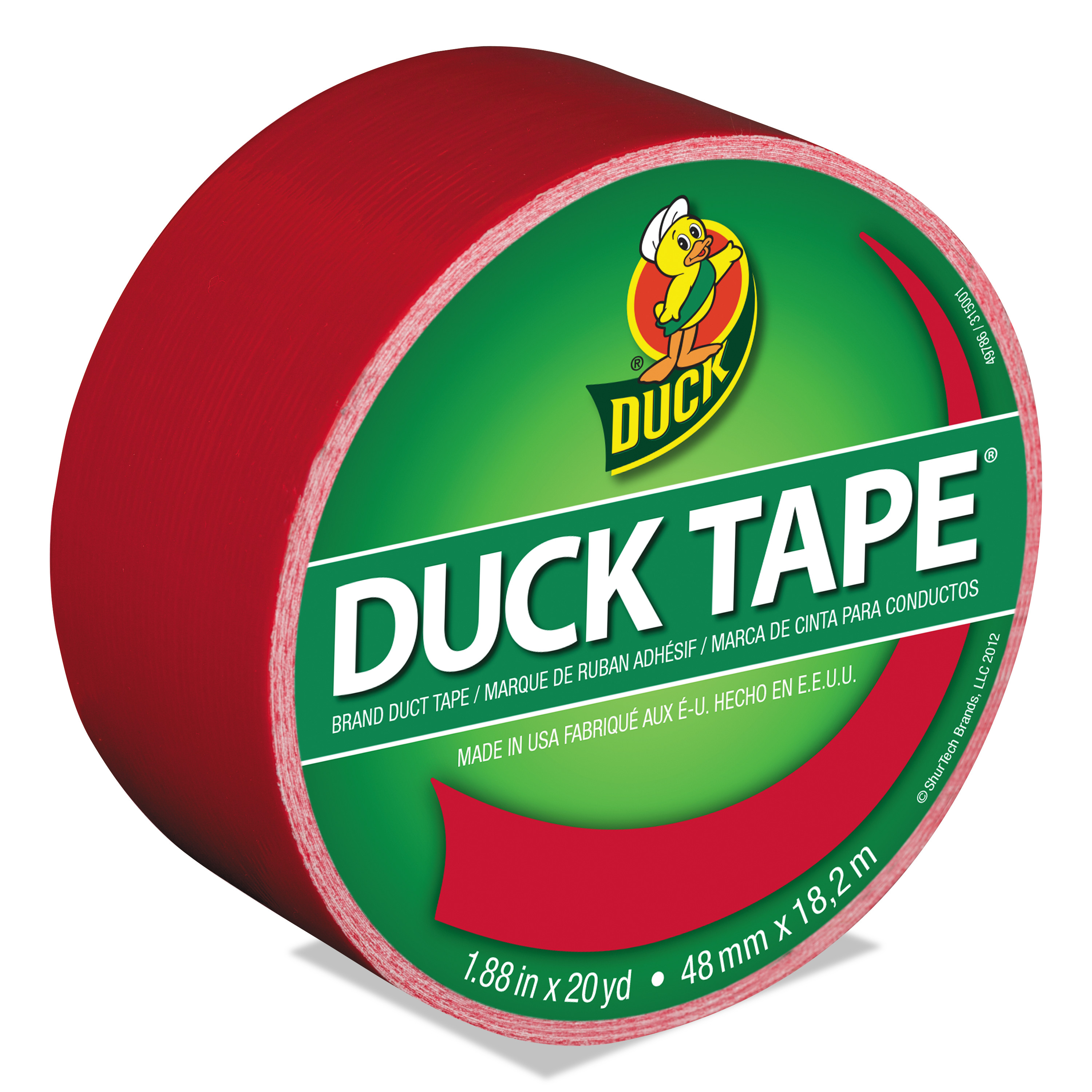  Duck 392874 Colored Duct Tape, 3 Core, 1.88 x 20 yds, Red (DUC1265014) 