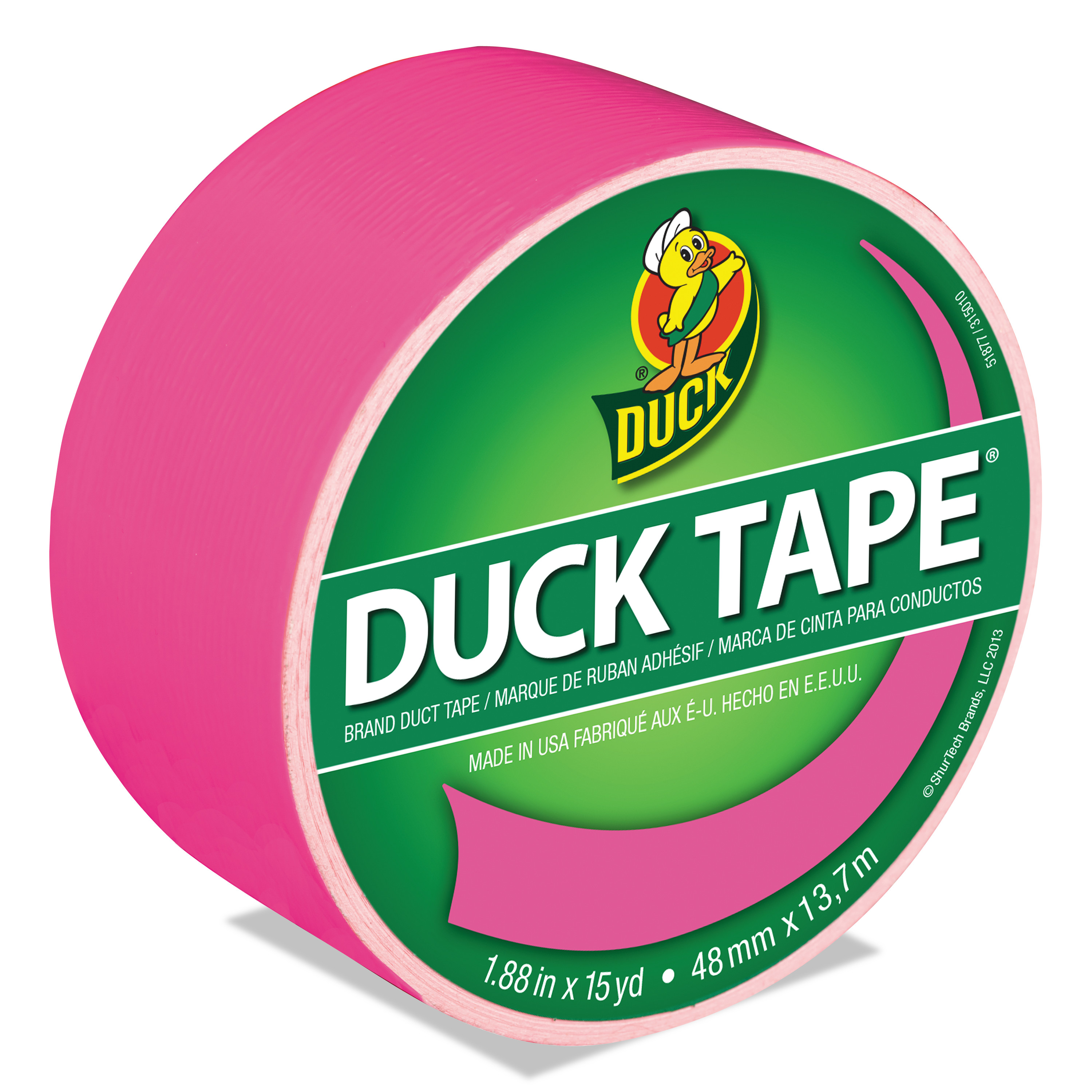  Duck 868088 Colored Duct Tape, 3 Core, 1.88 x 15 yds, Neon Pink (DUC1265016) 